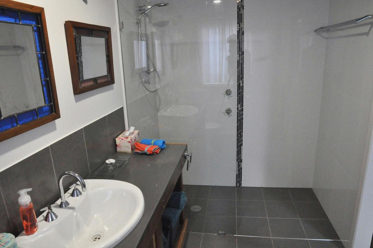 Spacious bathroom with large shower