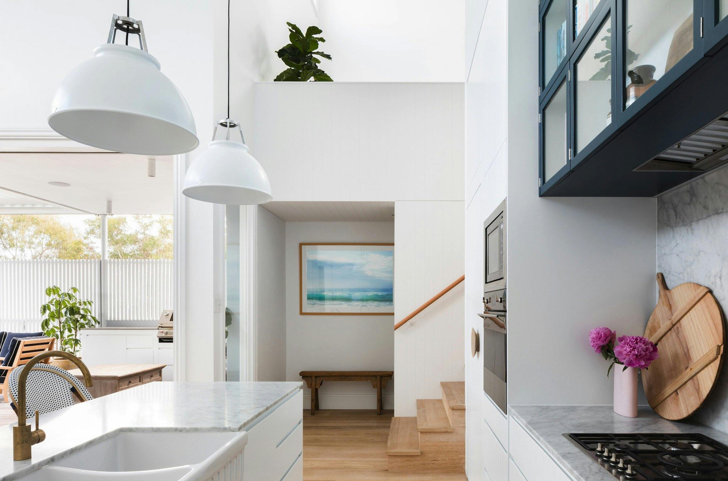 The fully equipped open plan kitchen