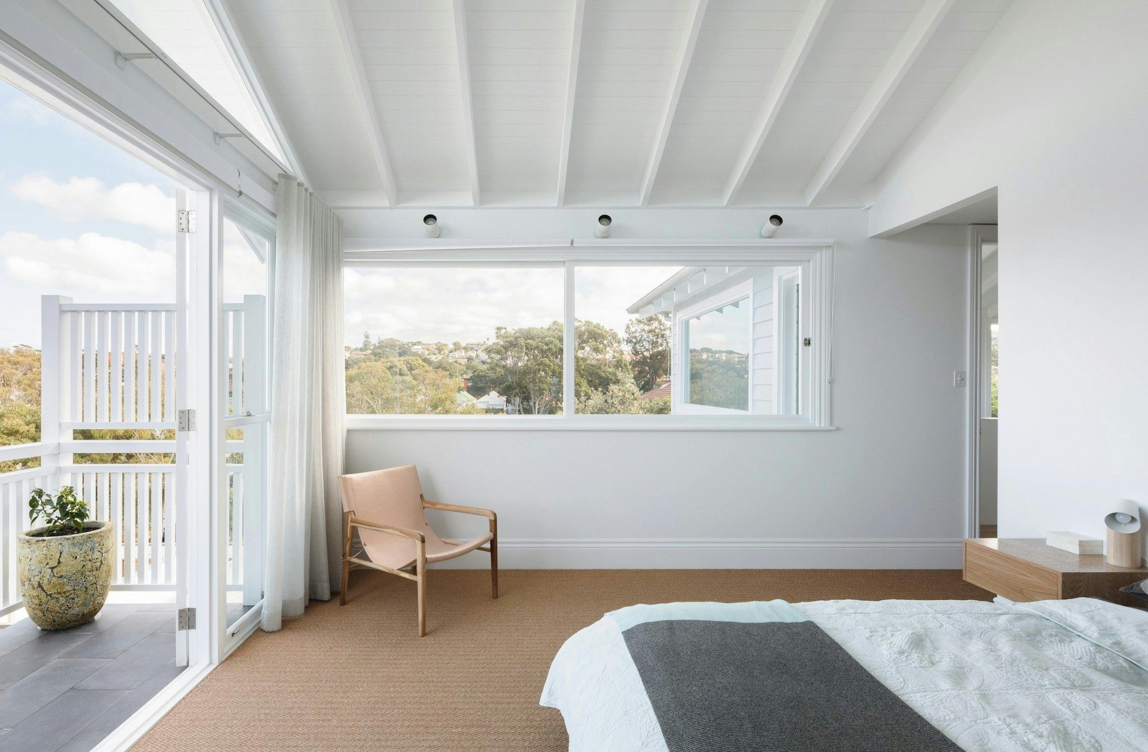 The master bedroom with ensuite and balcony