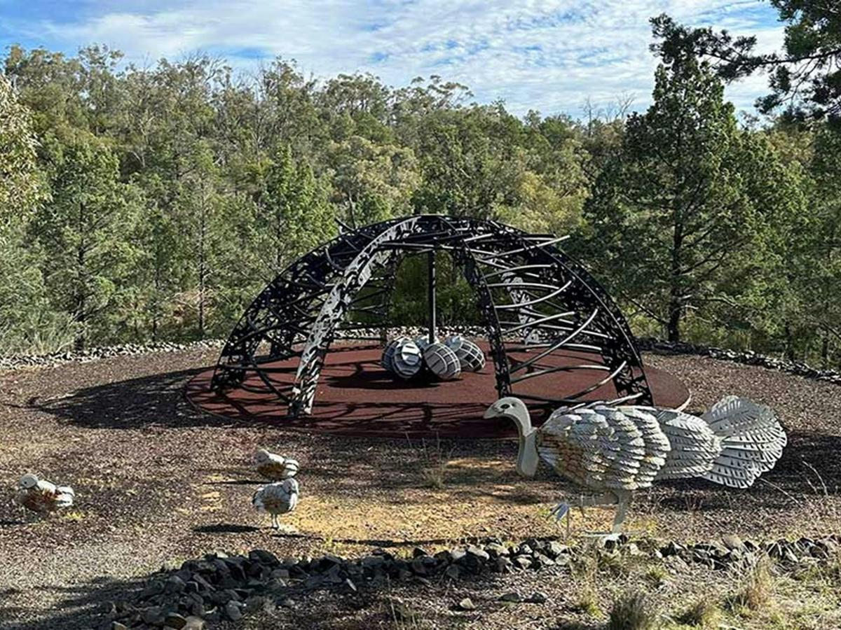 Scrub Turkey Nest Sculptures at Wagun Picnic Area in Deriah Aboriginal Area near Narrabri. Credit: