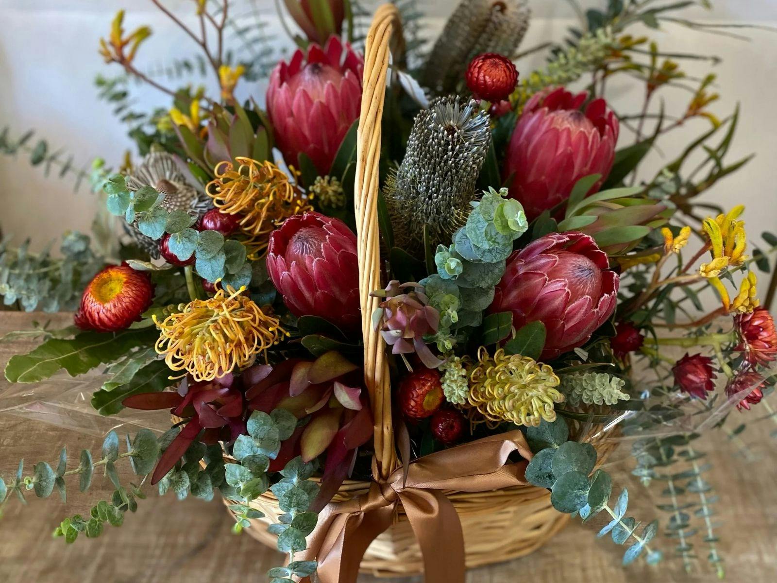 a floral arrangement with australian natives