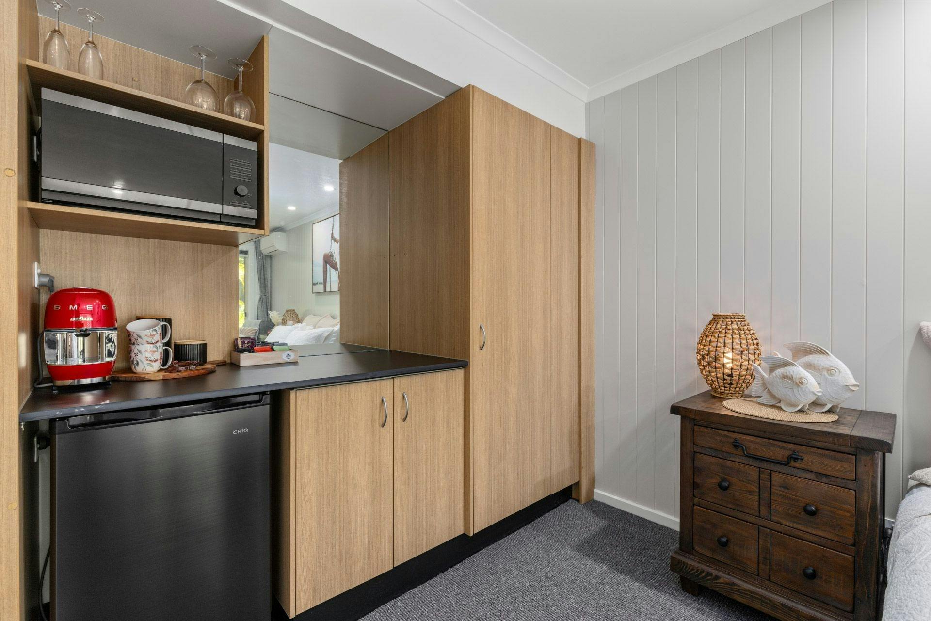 Kitchenette- Microwave and quality appliances