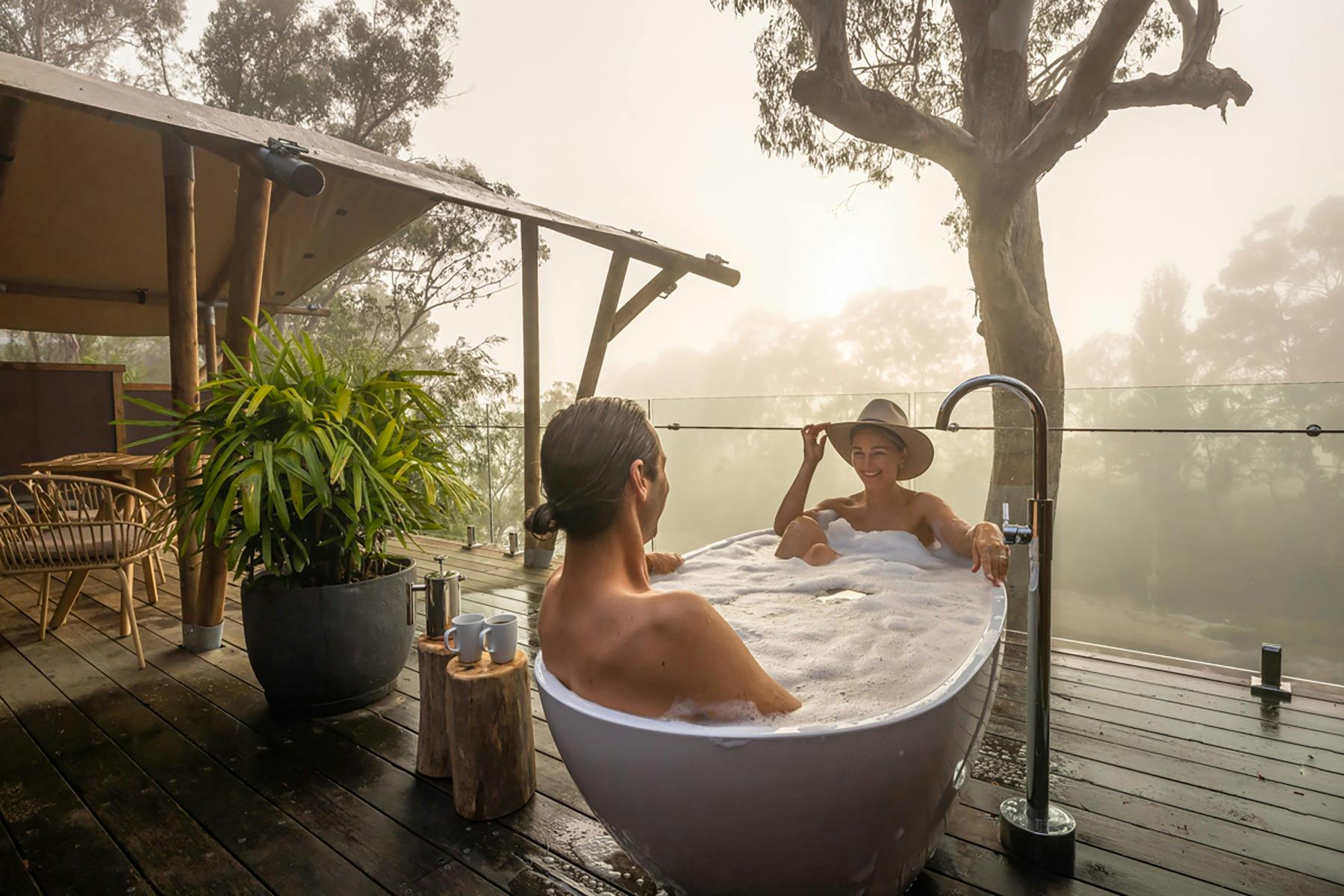 Misty mornings with a warm bubble bath for two