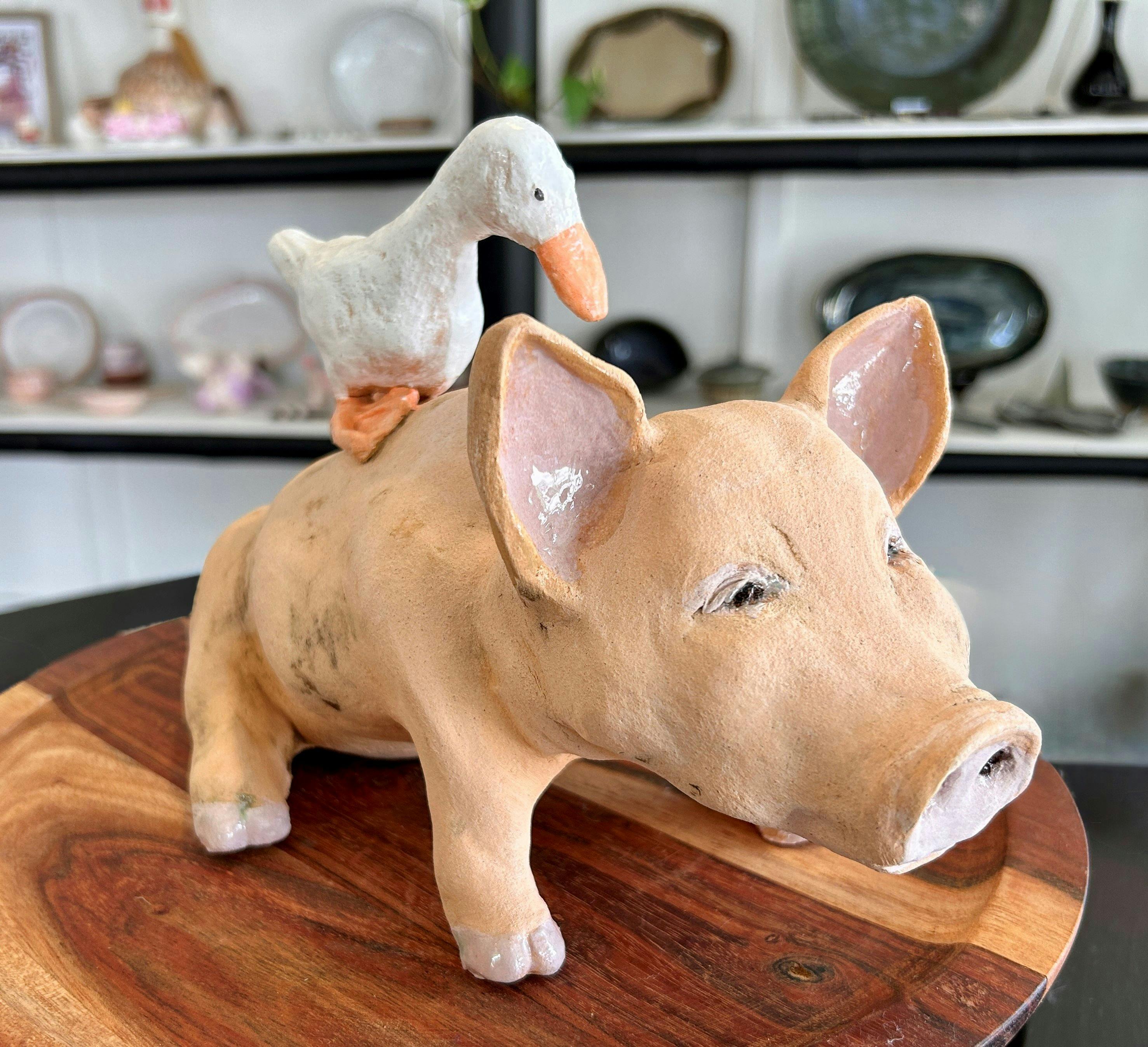 Pig and duck sculpture - Robyn Brain
