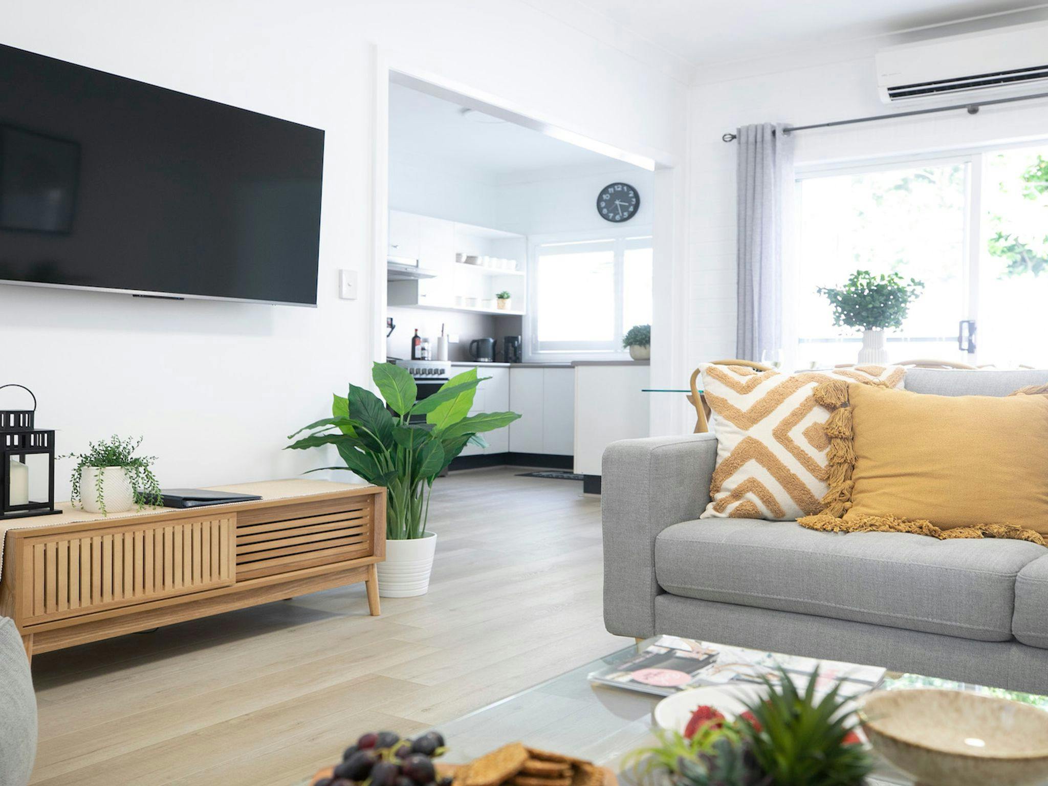 Reverse cycle air conditioning located in the living room