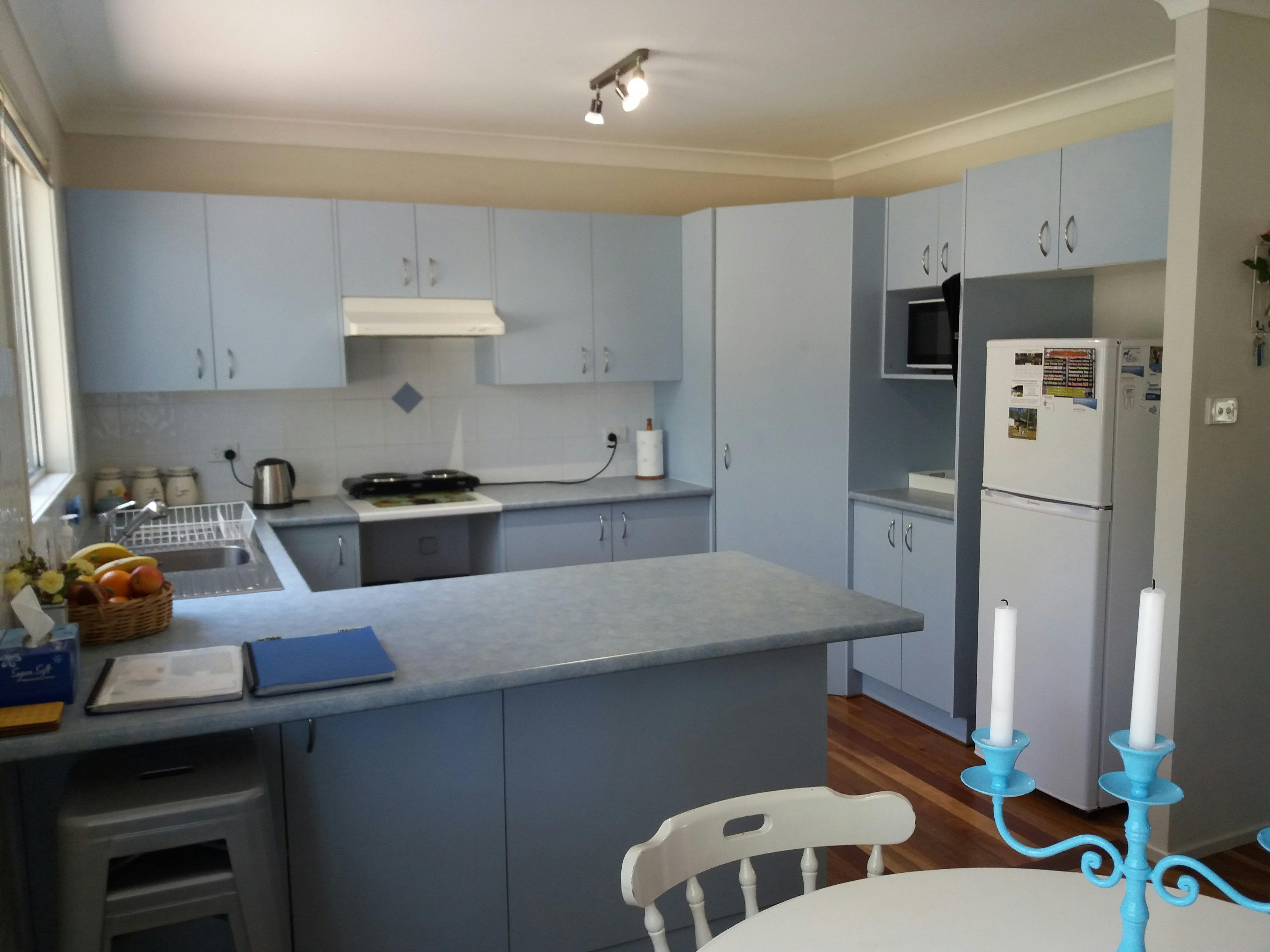 Kitchen viewed from dining nook