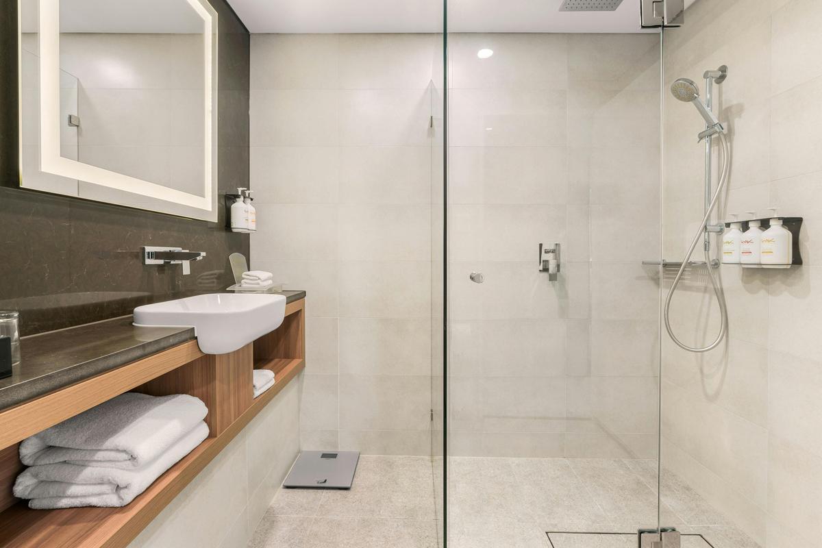 Spacious guest bathroom