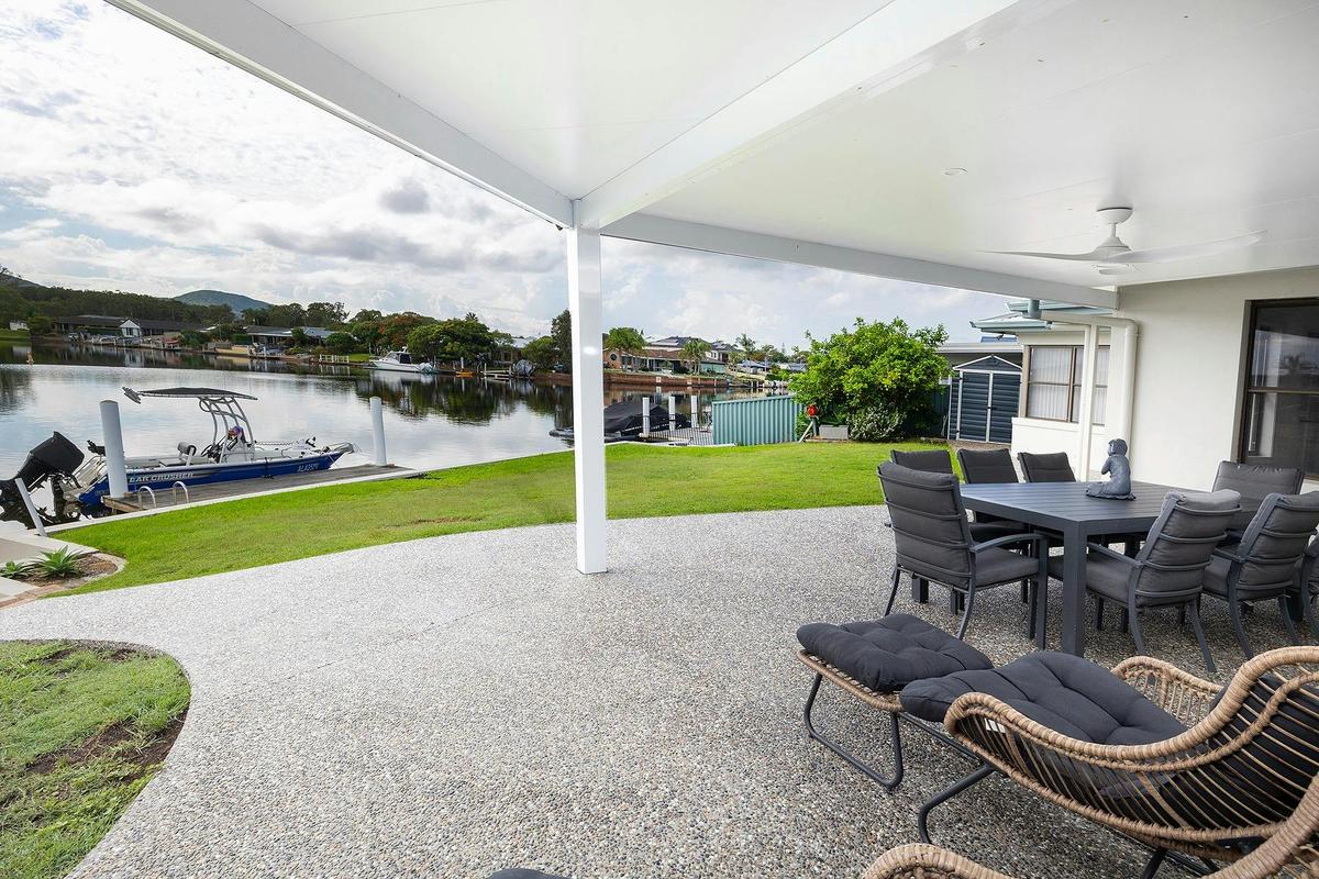 Outdoor space, backyard and pontoon