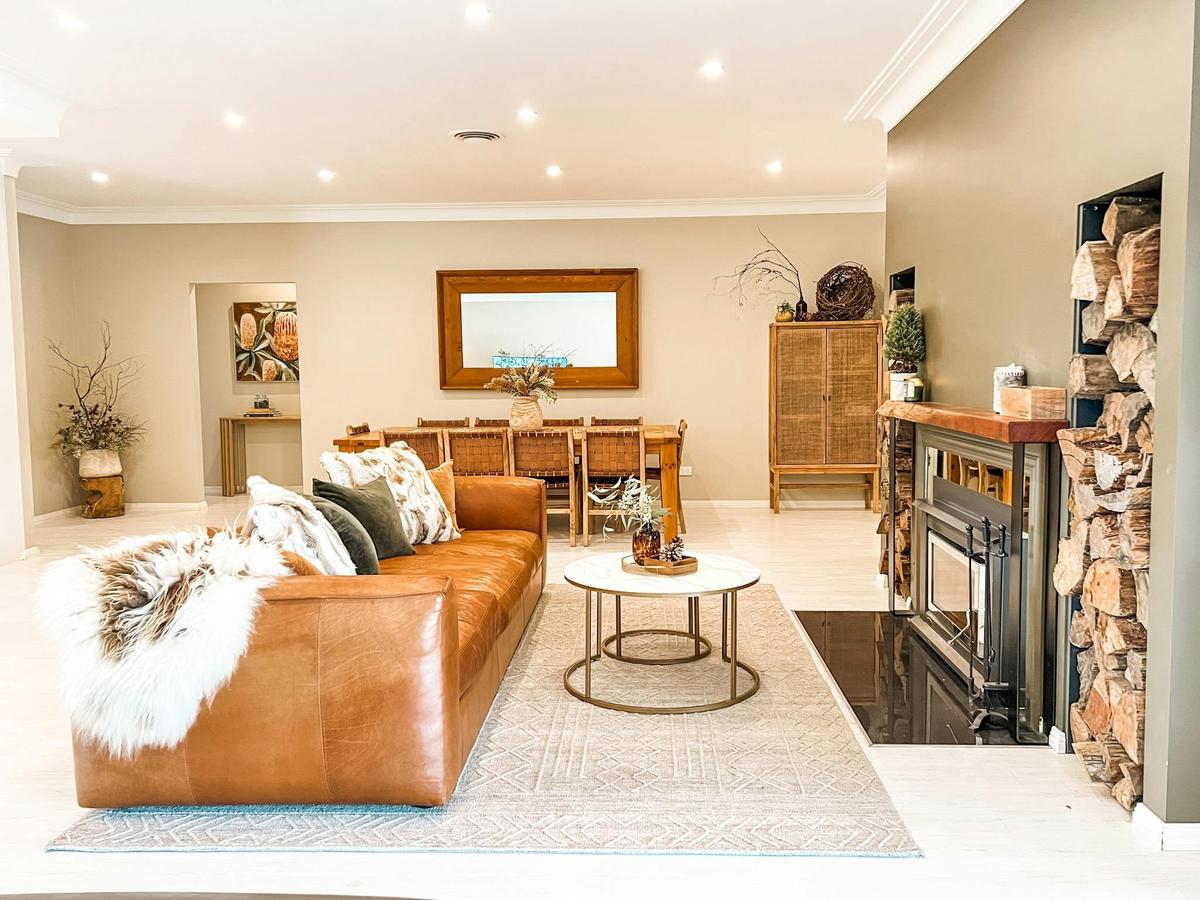 Main House fireplace living space