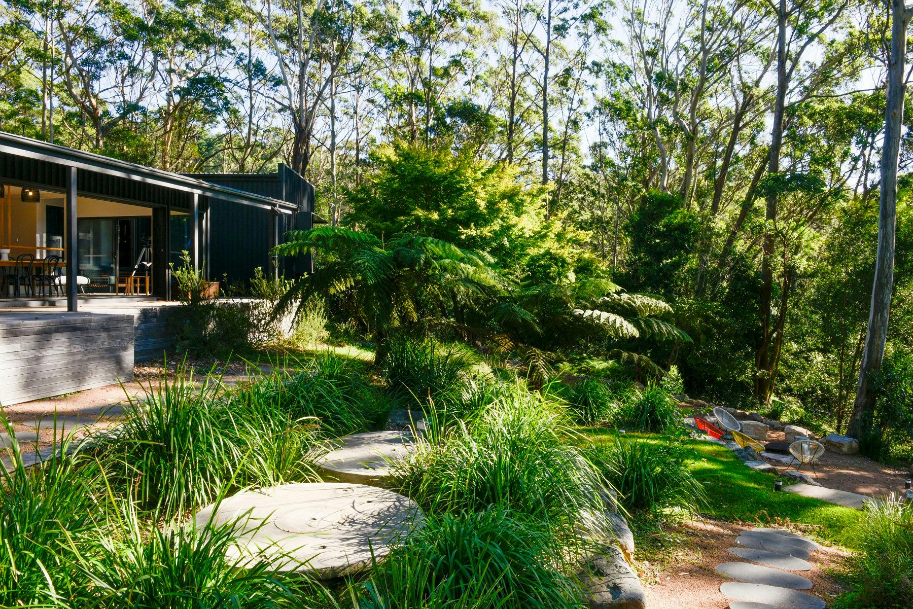 Looking back at  the house