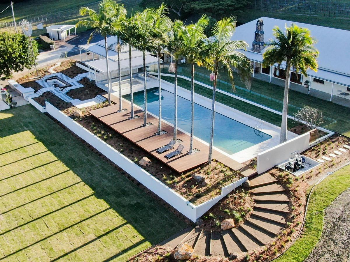 Pool deck firepit