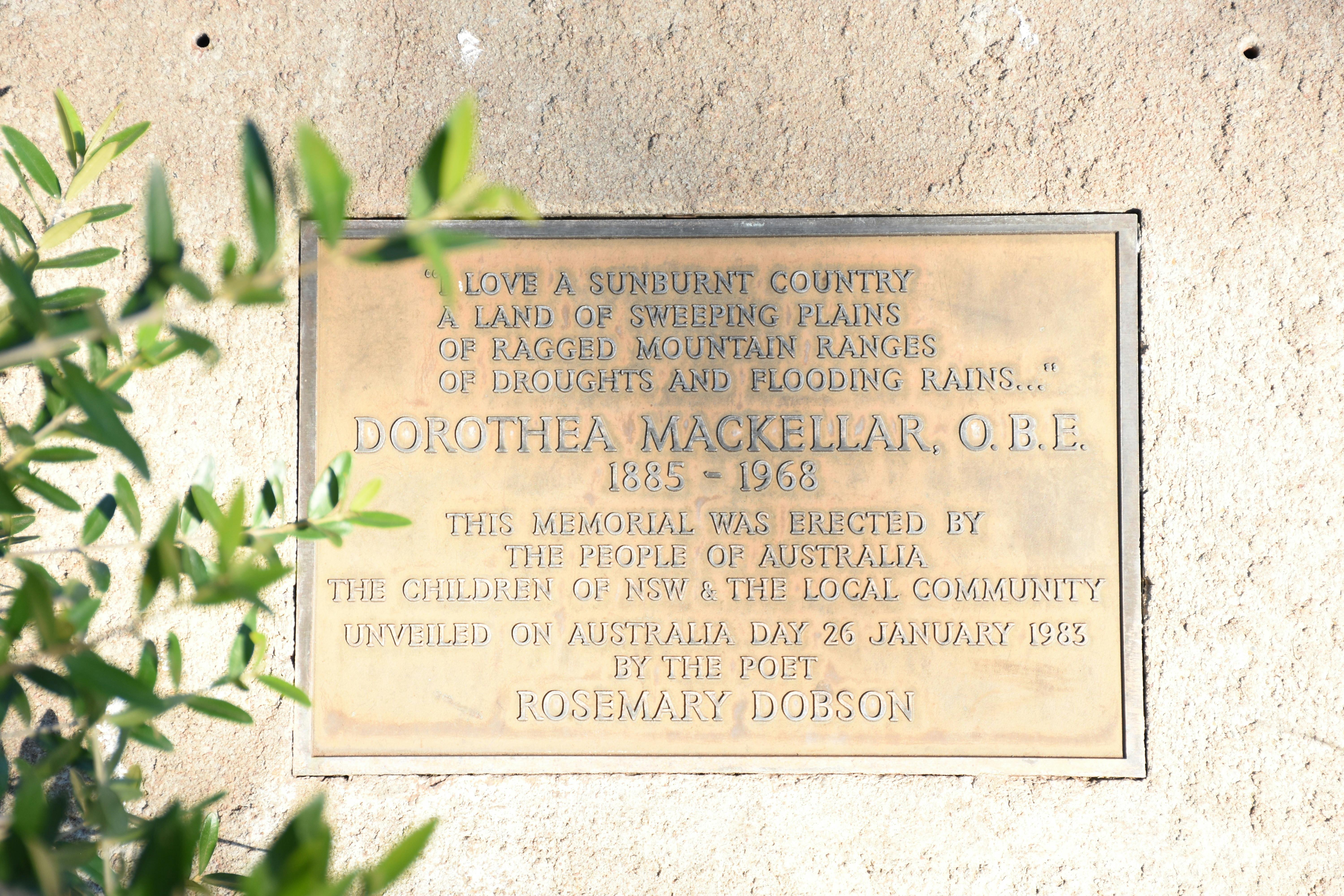 Dorothea MackellarMeomorial Plaque