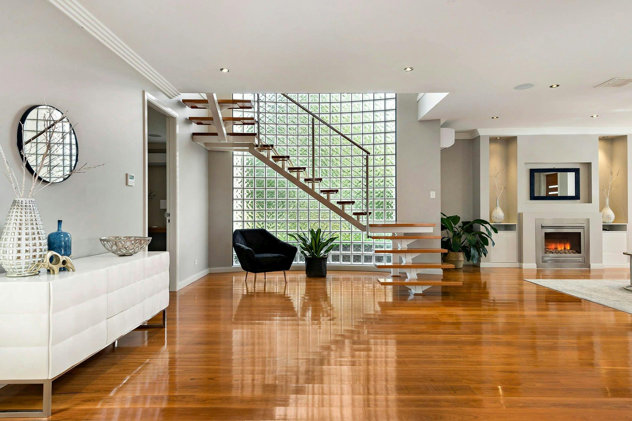 Staircase and downstairs bedroom