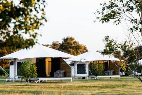 Glamping tents at Blue Wren Farm