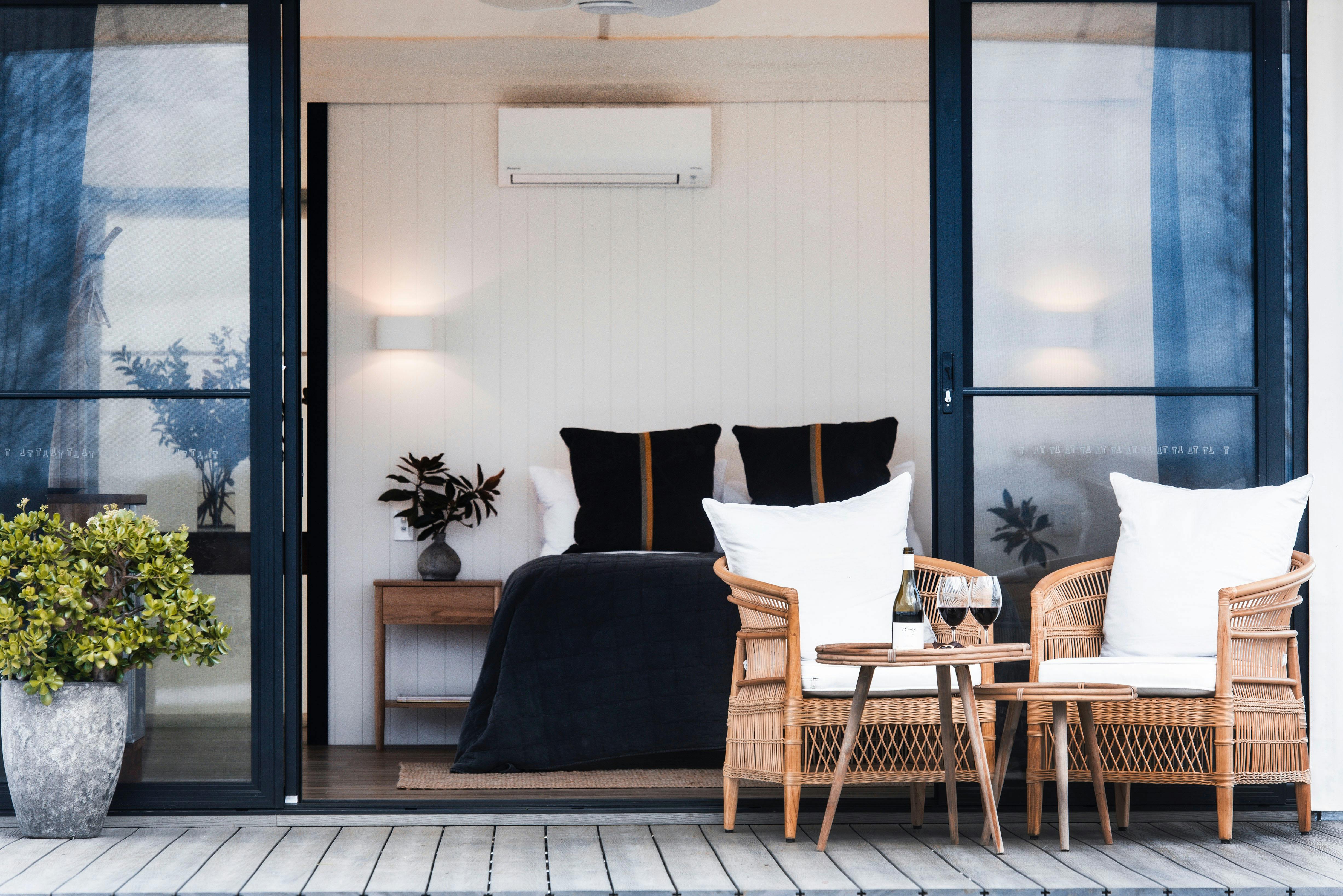 Each glamping tent has its own private deck