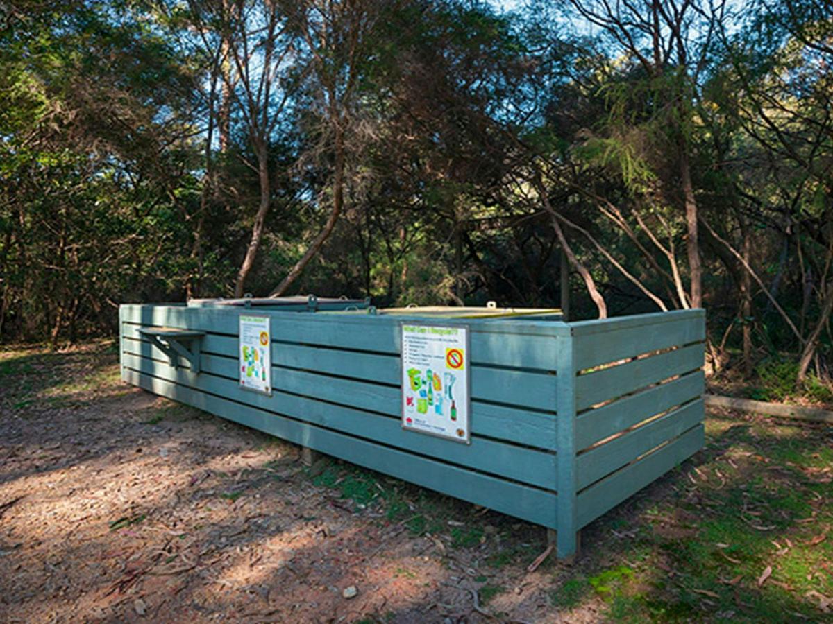 Garbage bins at Hobart Beach campground, Bournda National Park. Photo: Daniel Tran/DPIE