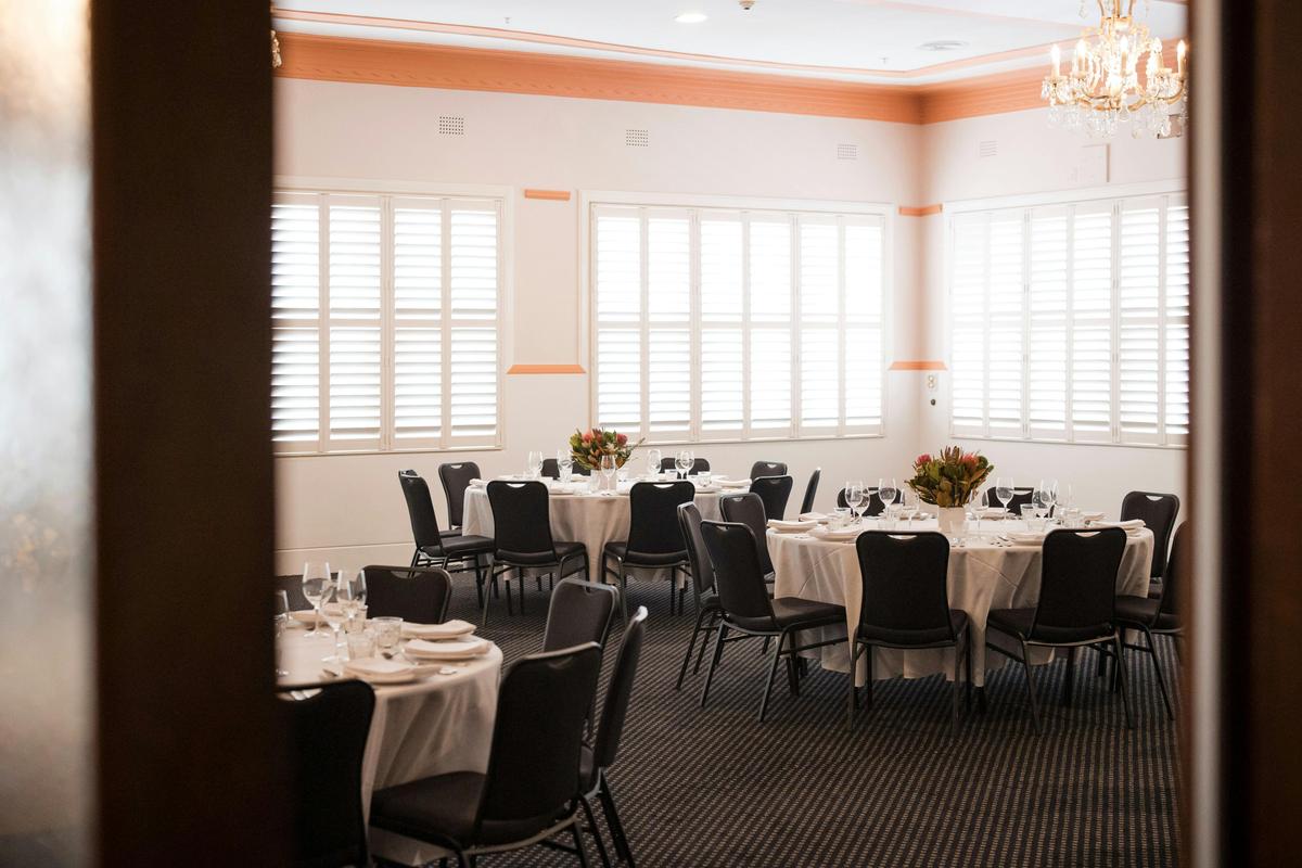 Ballroom with set tables