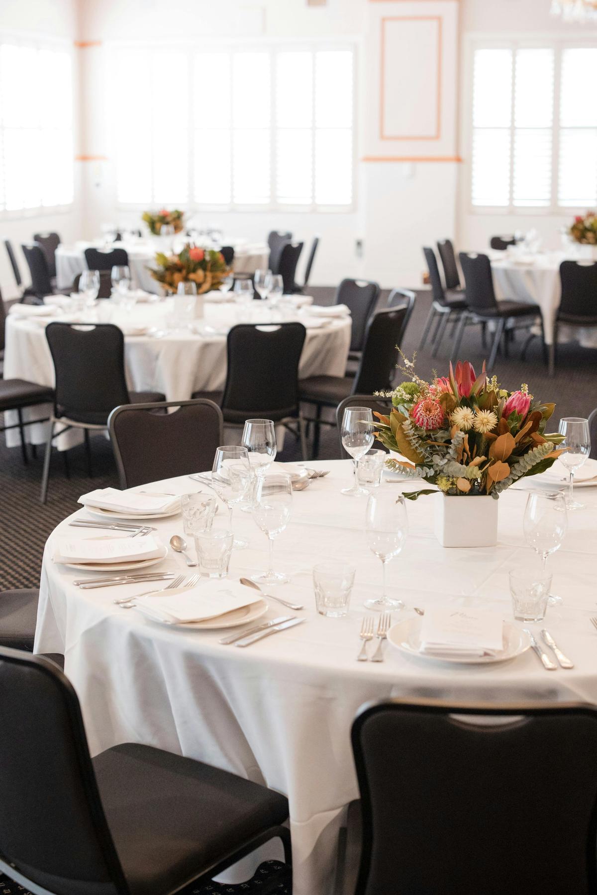 Ballroom with set tables