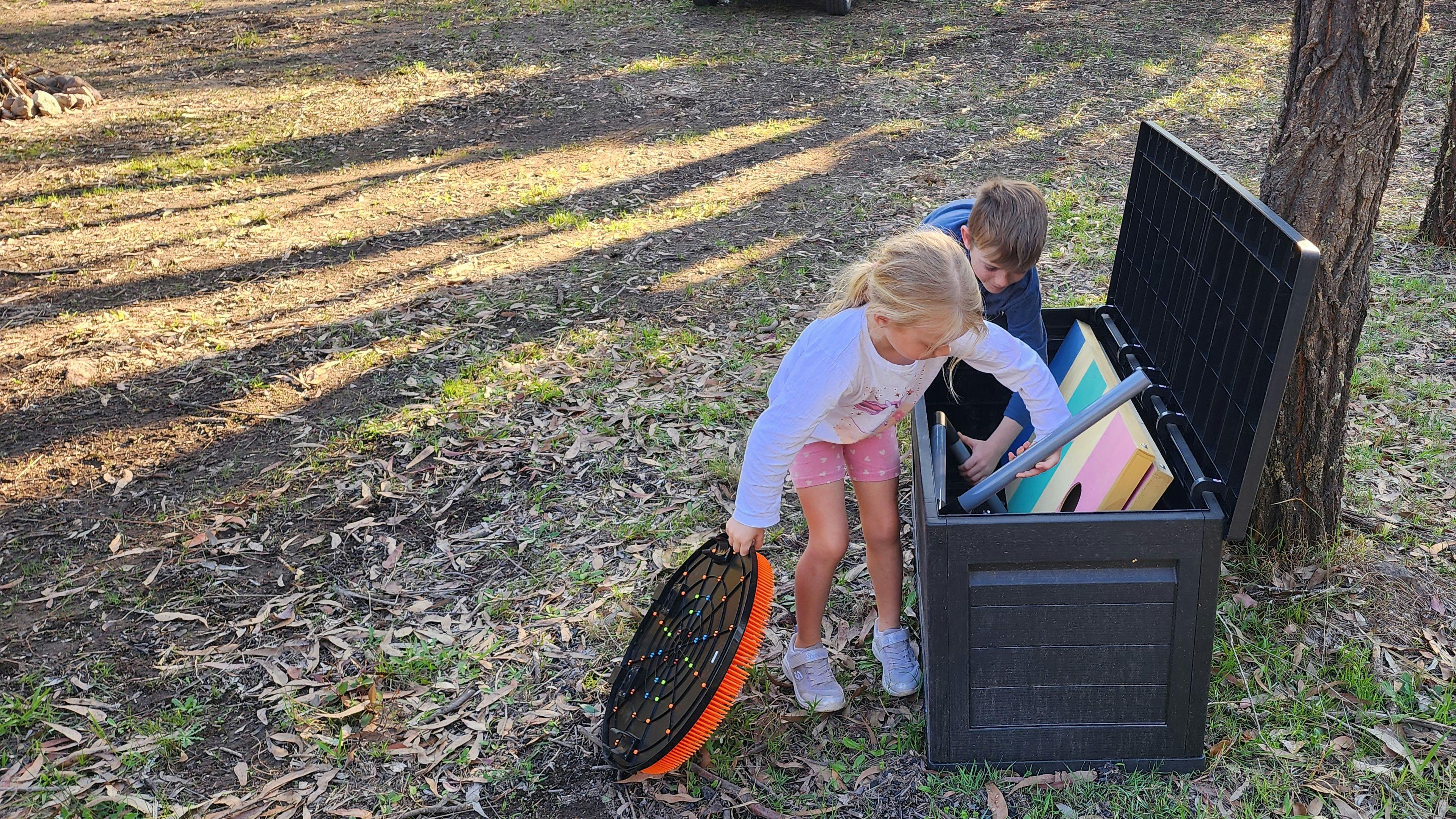 We have a complimentary box of games so the kids can amuse themselves whilst you set up. 
So far we have axe throwing, Cornhole, and Bocce. 
