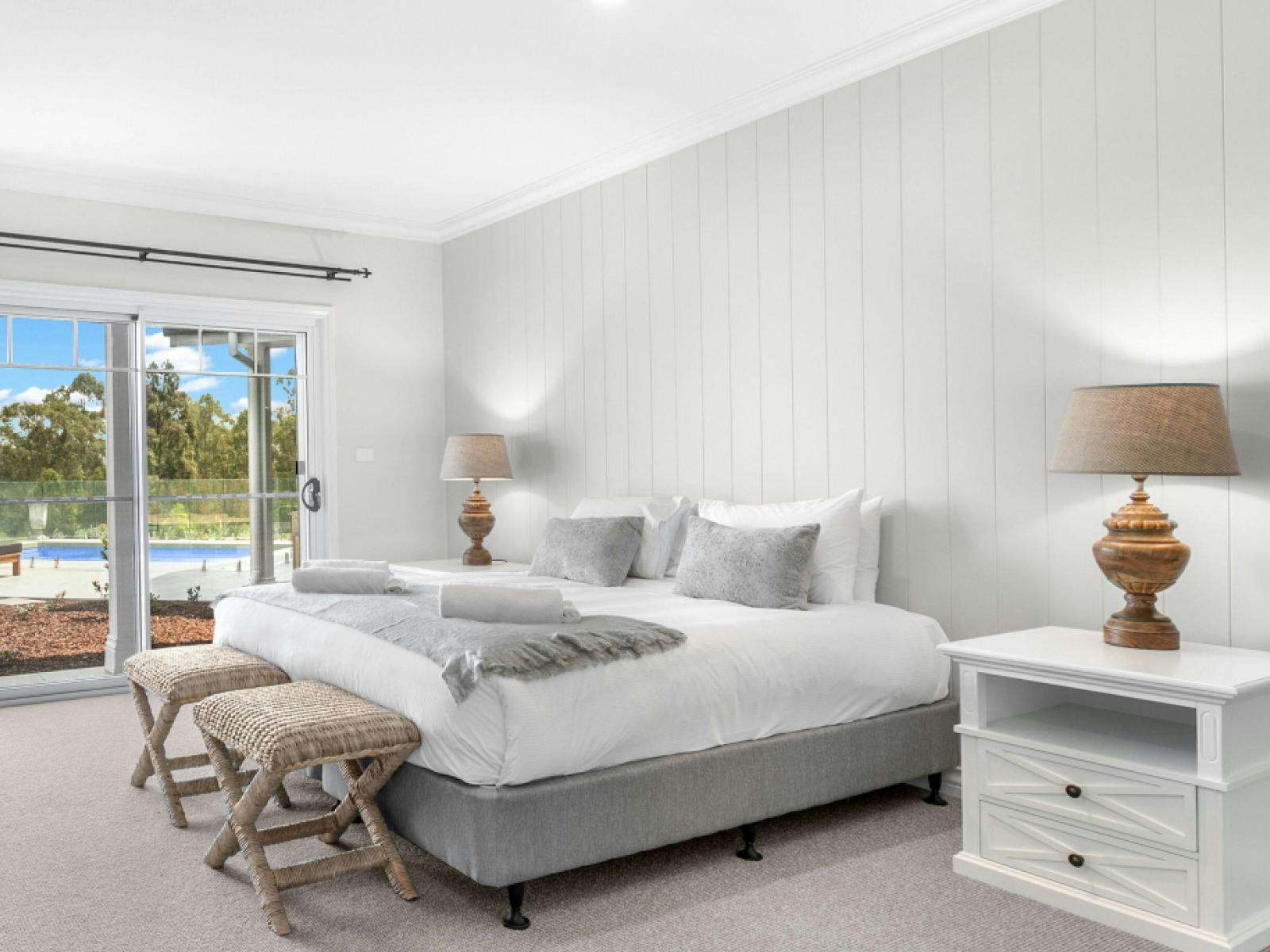 Hamptons On Figtree master bedroom