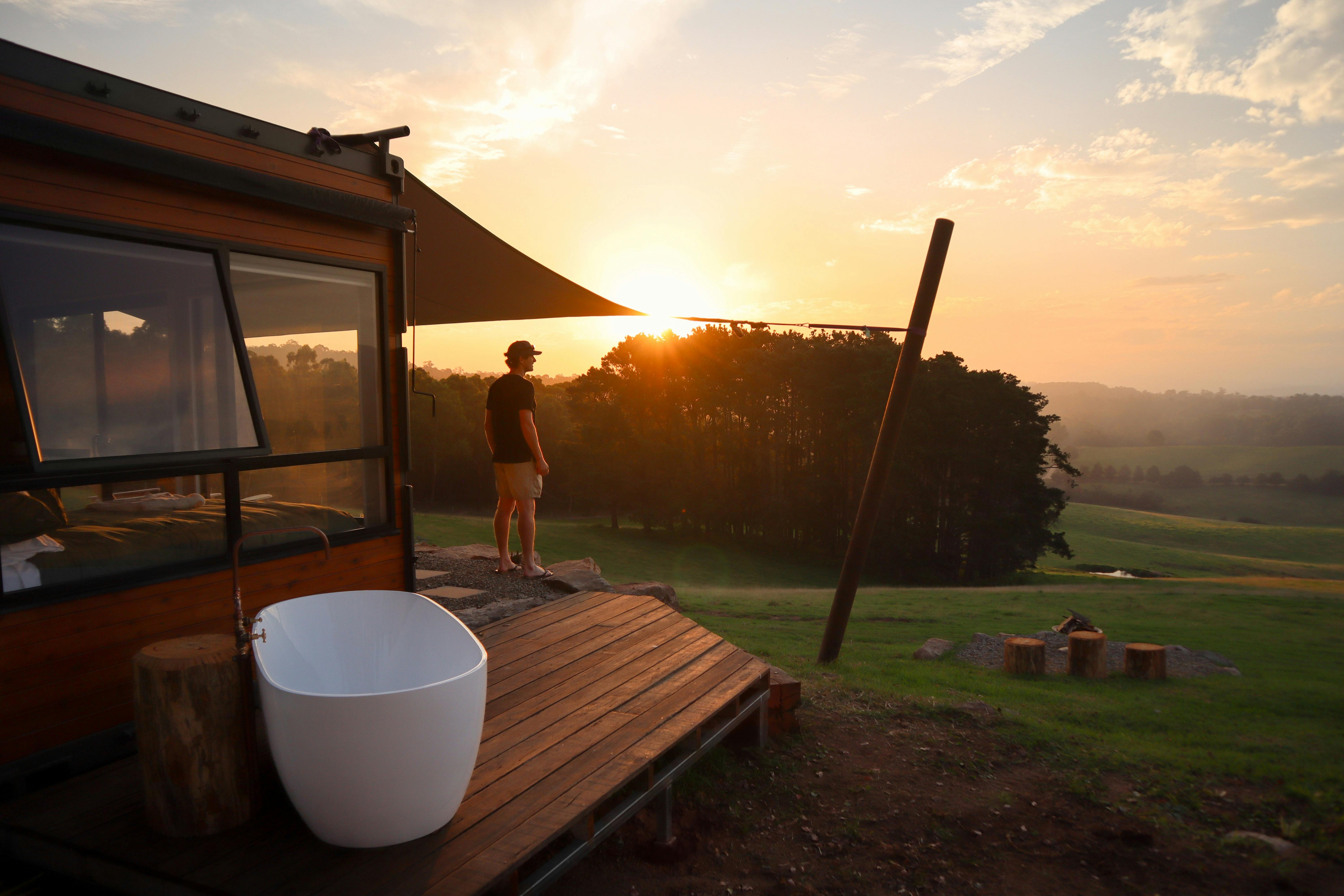 Tawny Cabin at Sunset