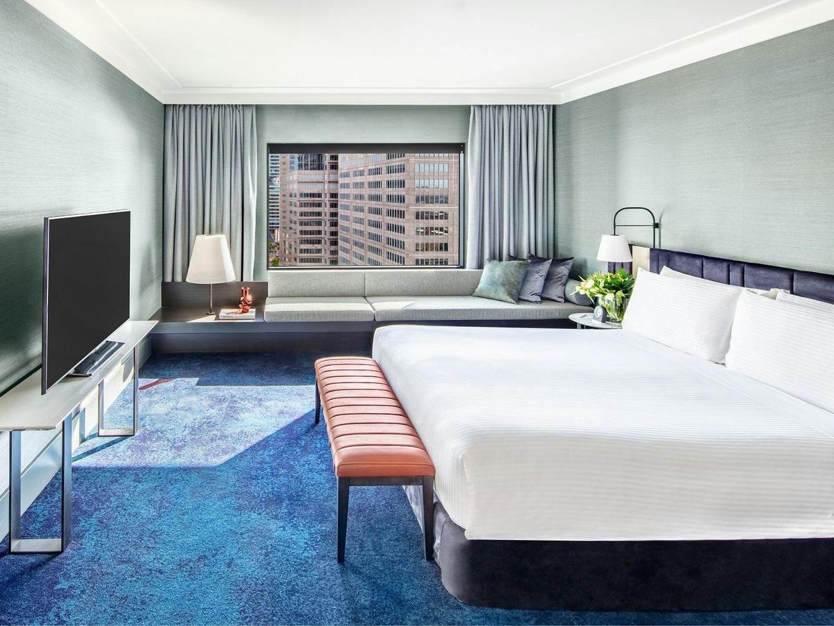 Bedroom with views of Sydney skyline