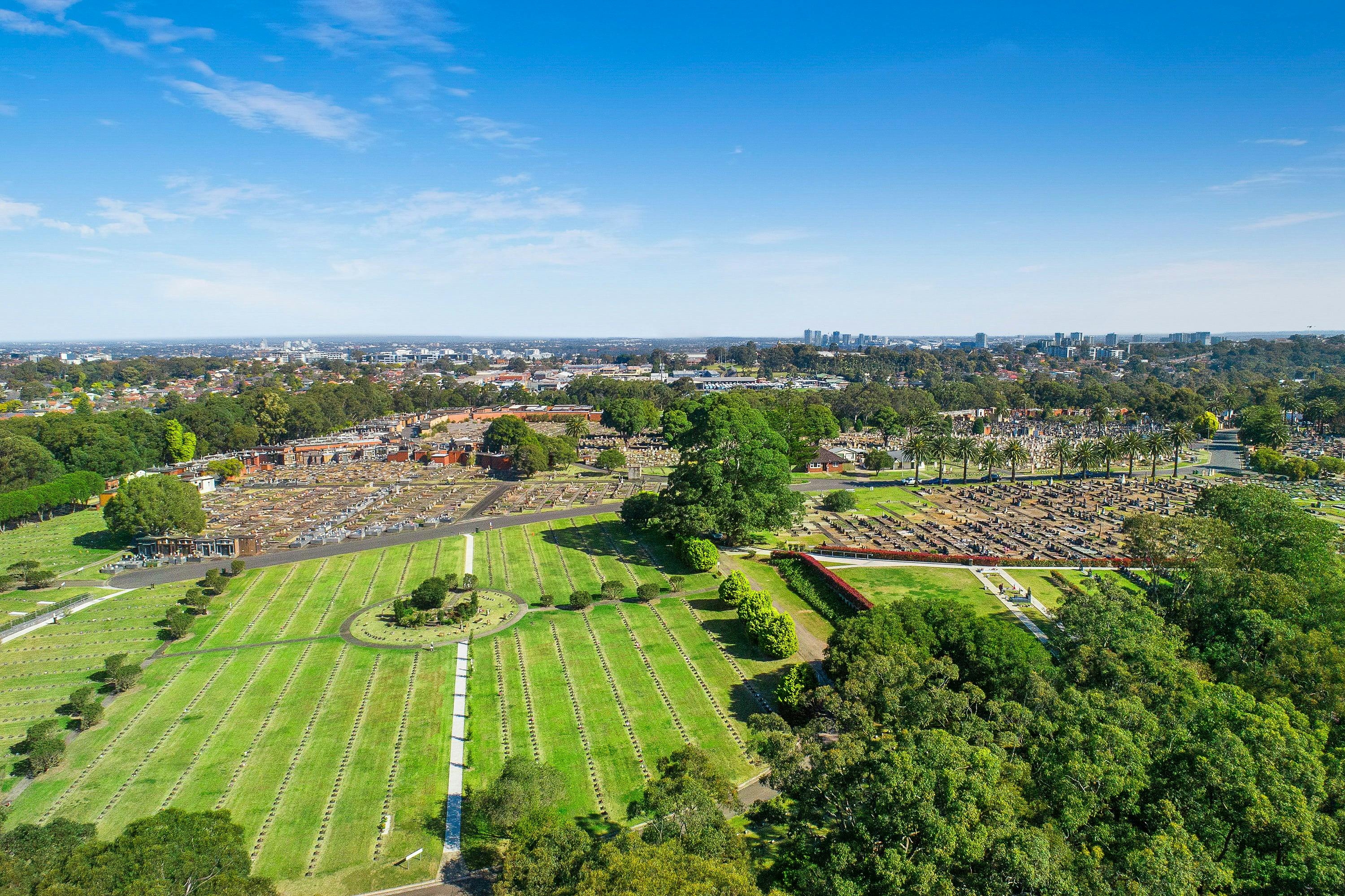 aerial drone view of the cemetery