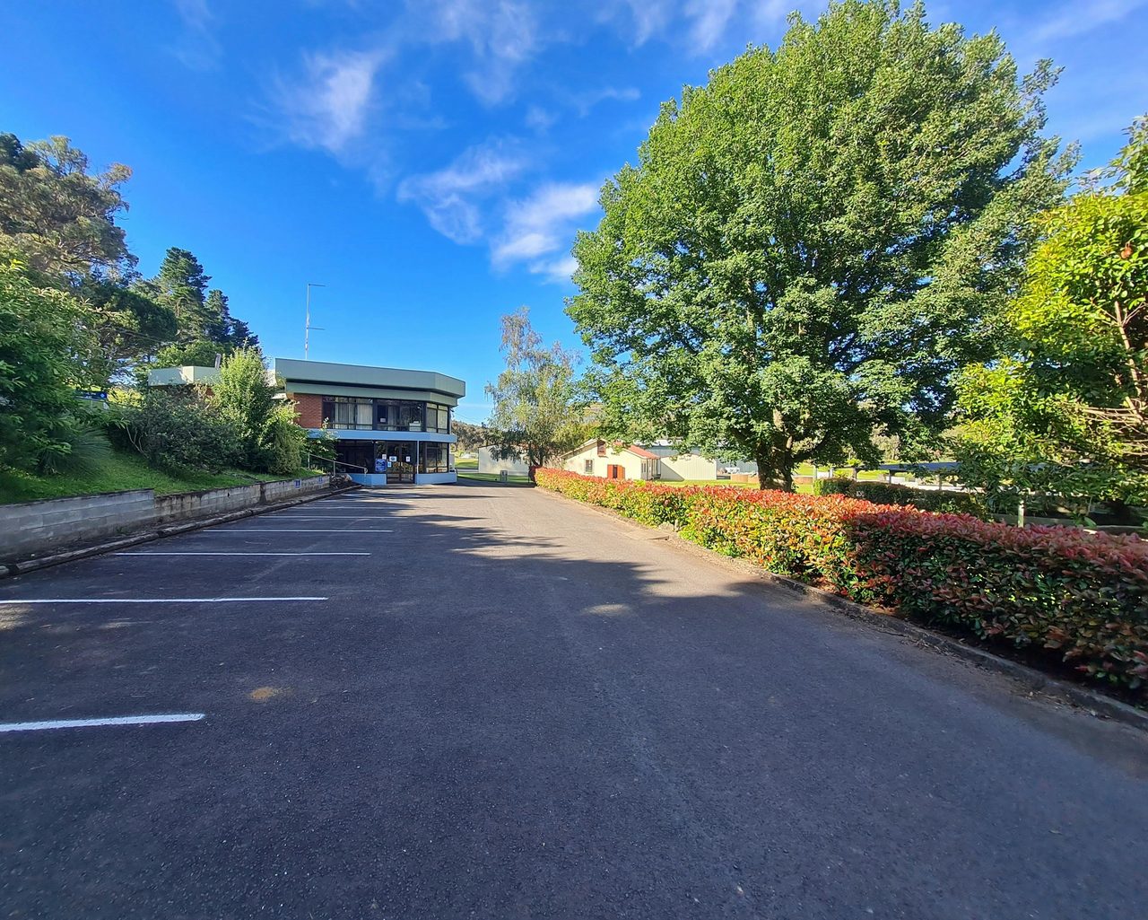 Dutton Trout Hatchery's Car park and Entrance. Coach and Caravan Parking Available as well.