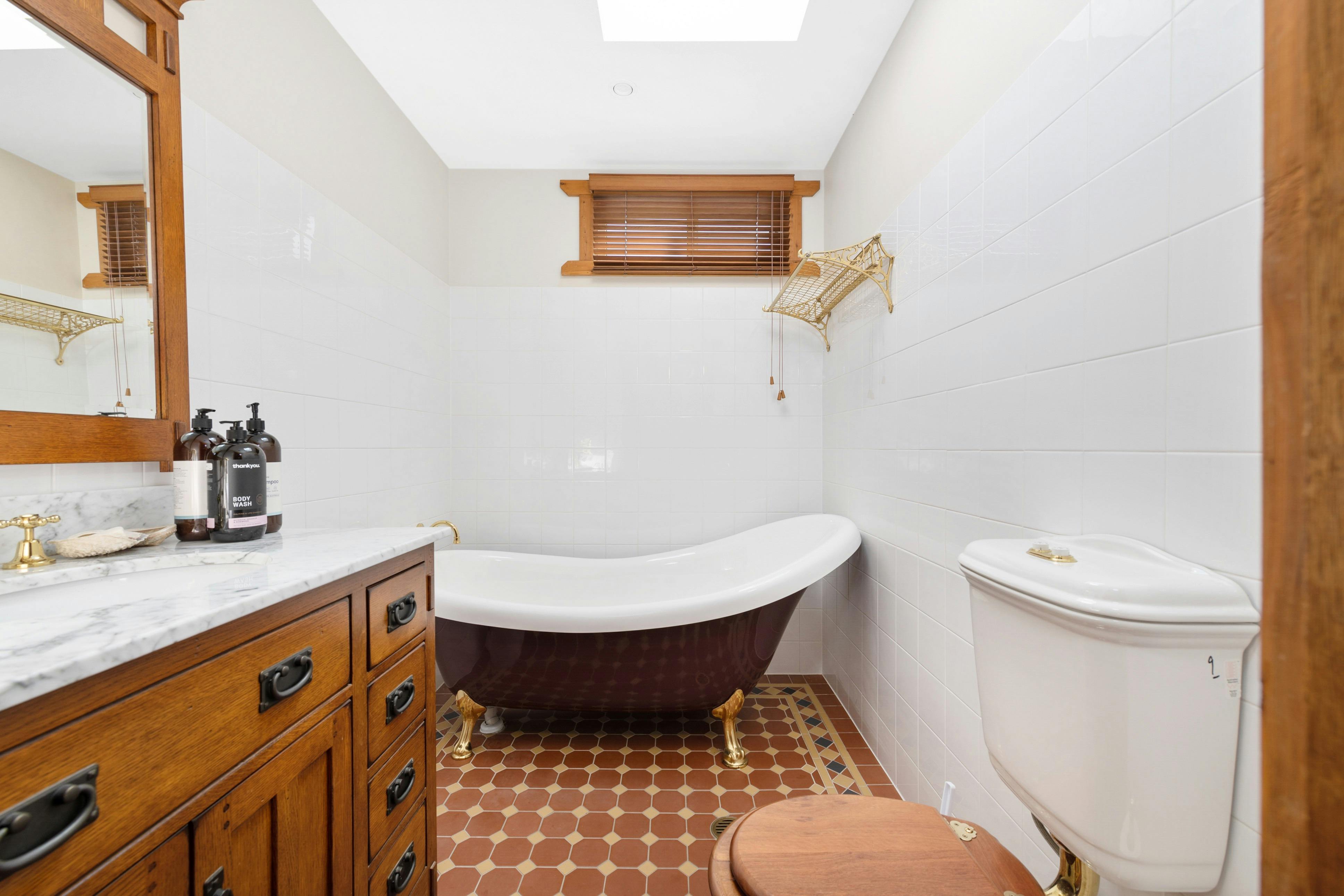 Bathroom with claw foot