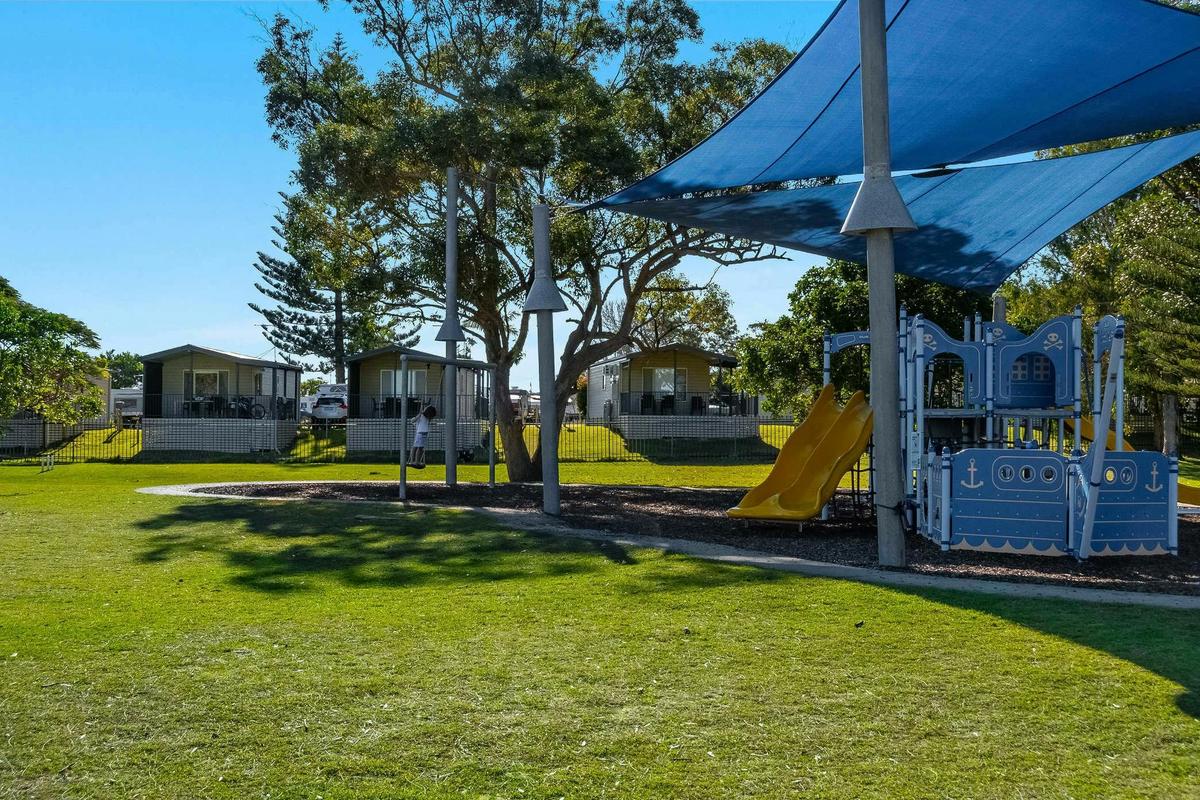 Exterior of Waterfront Cabin at Iluka Riverside Holiday Park