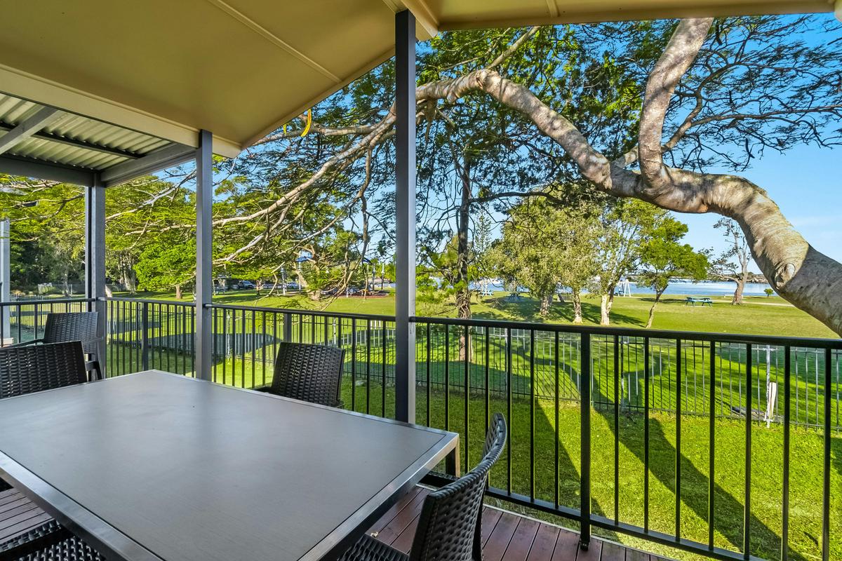 View from Waterfront Cabin Deck at Iluka Riverside Holiday Park
