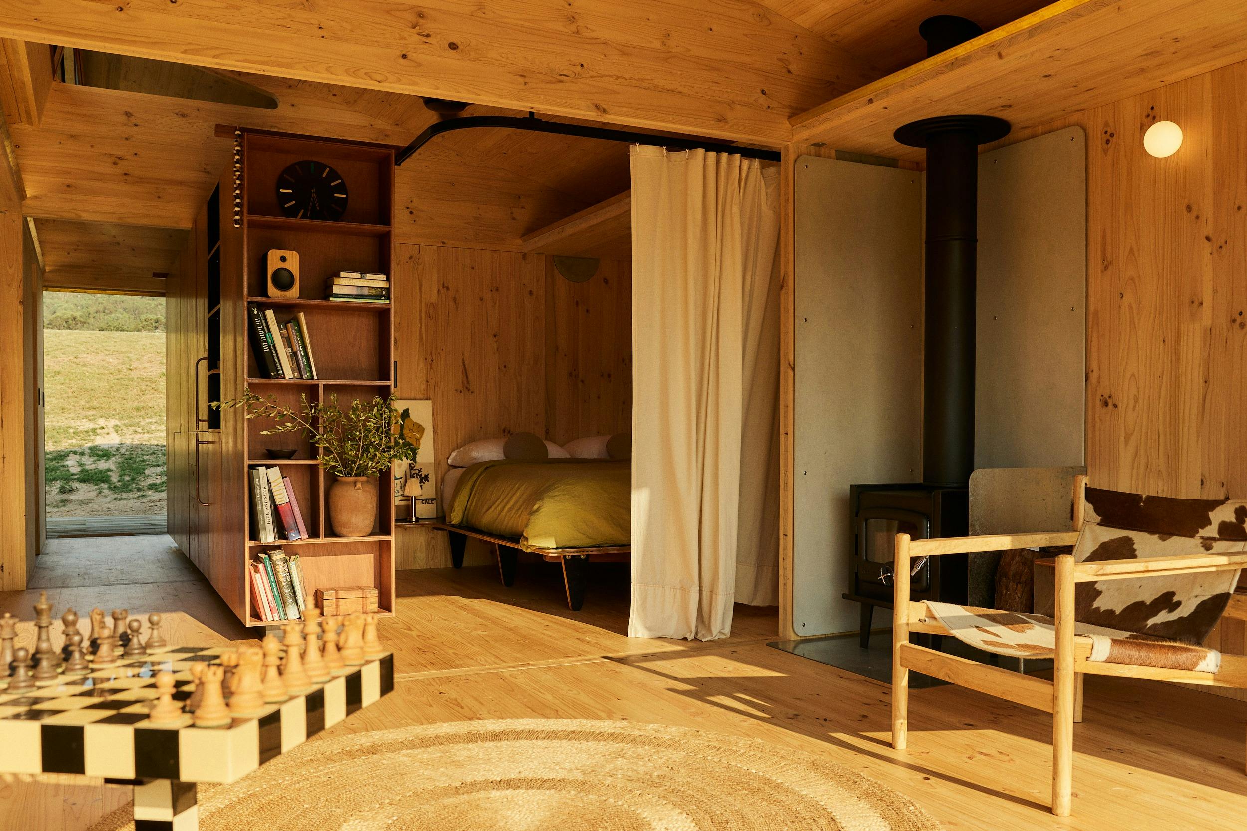 Inside of award-winning eco-cabin