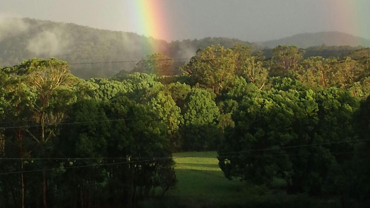 Colourful rainbow from the campsite