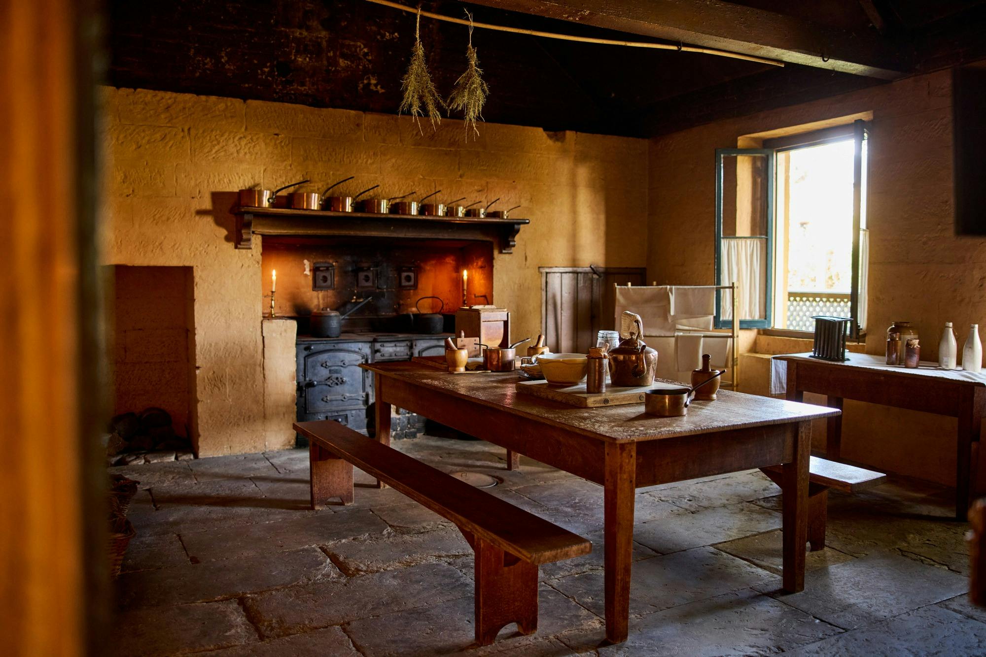Historic kitchen with fireplace