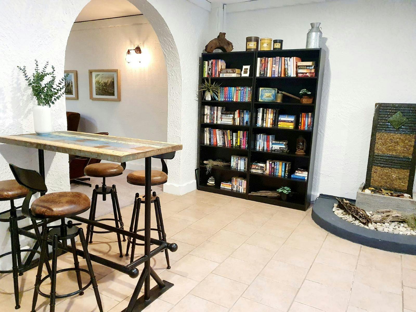 Resort library and games room area