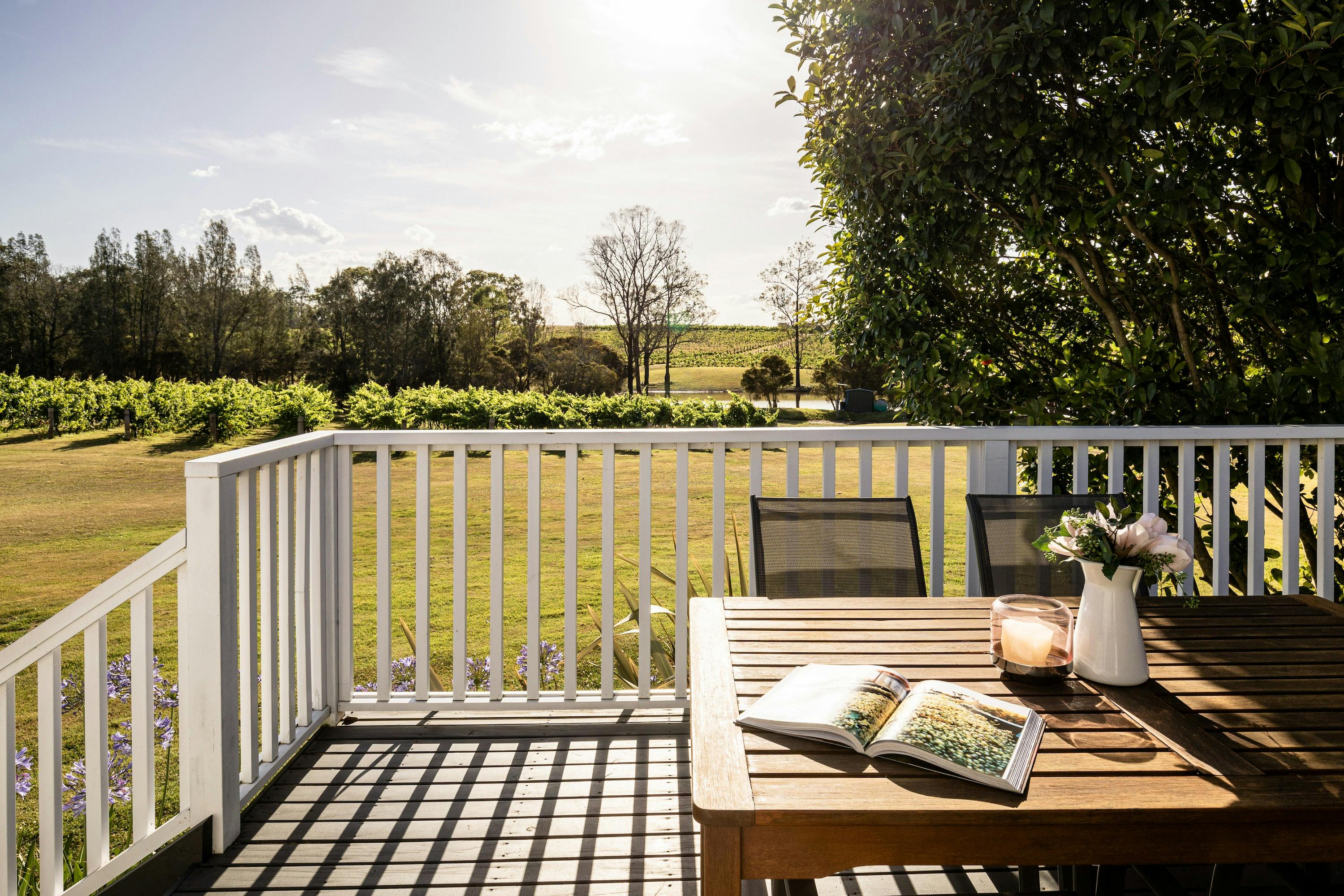 Relax on your own private patio looking over our Hunter Valley vineyard