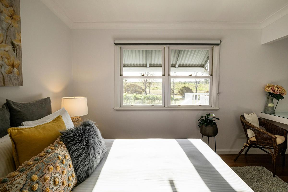 Hunter Valley vineyard views from all rooms in our self-contained cottages