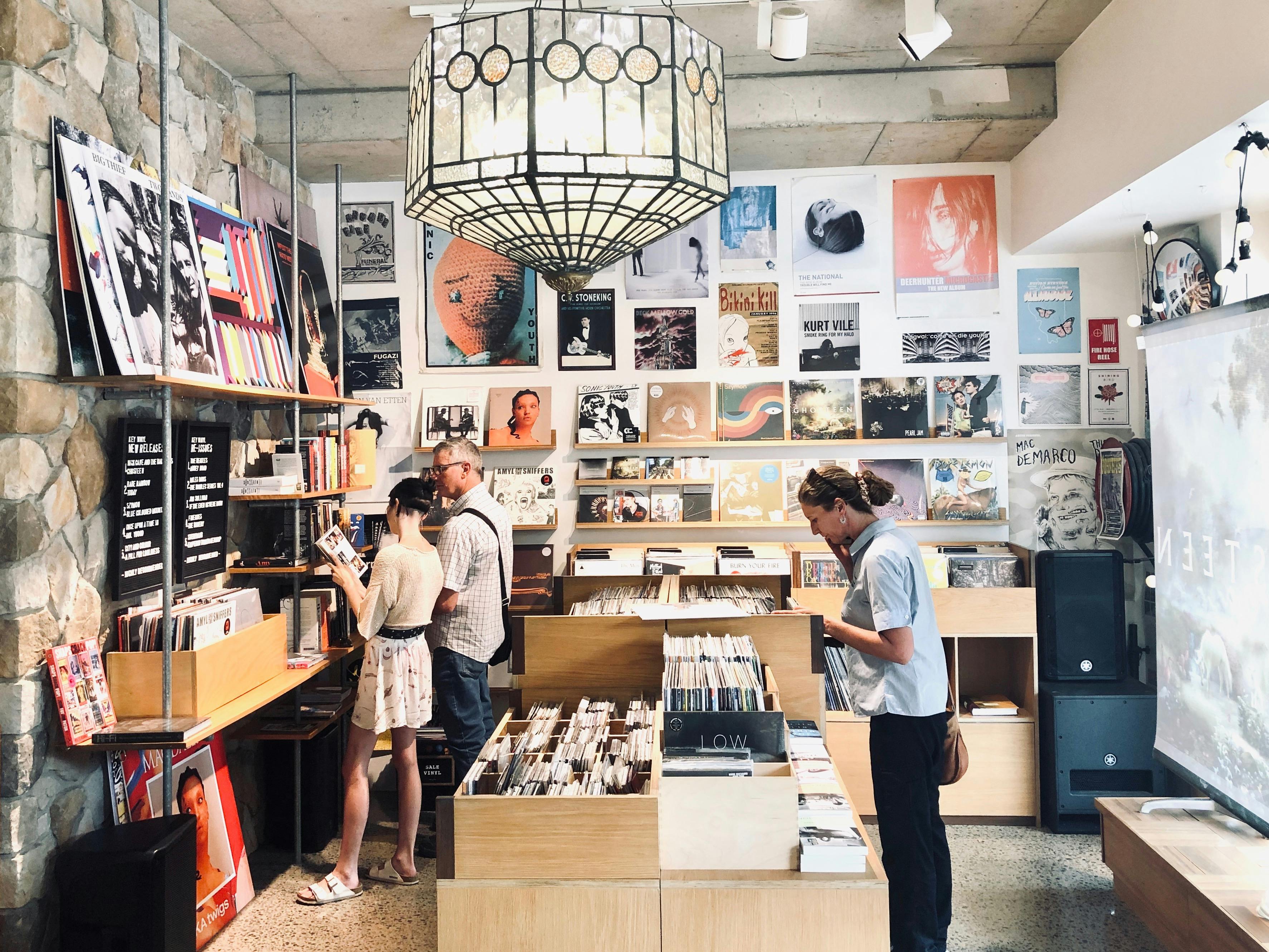vinyl and music book offering in-store at Abicus