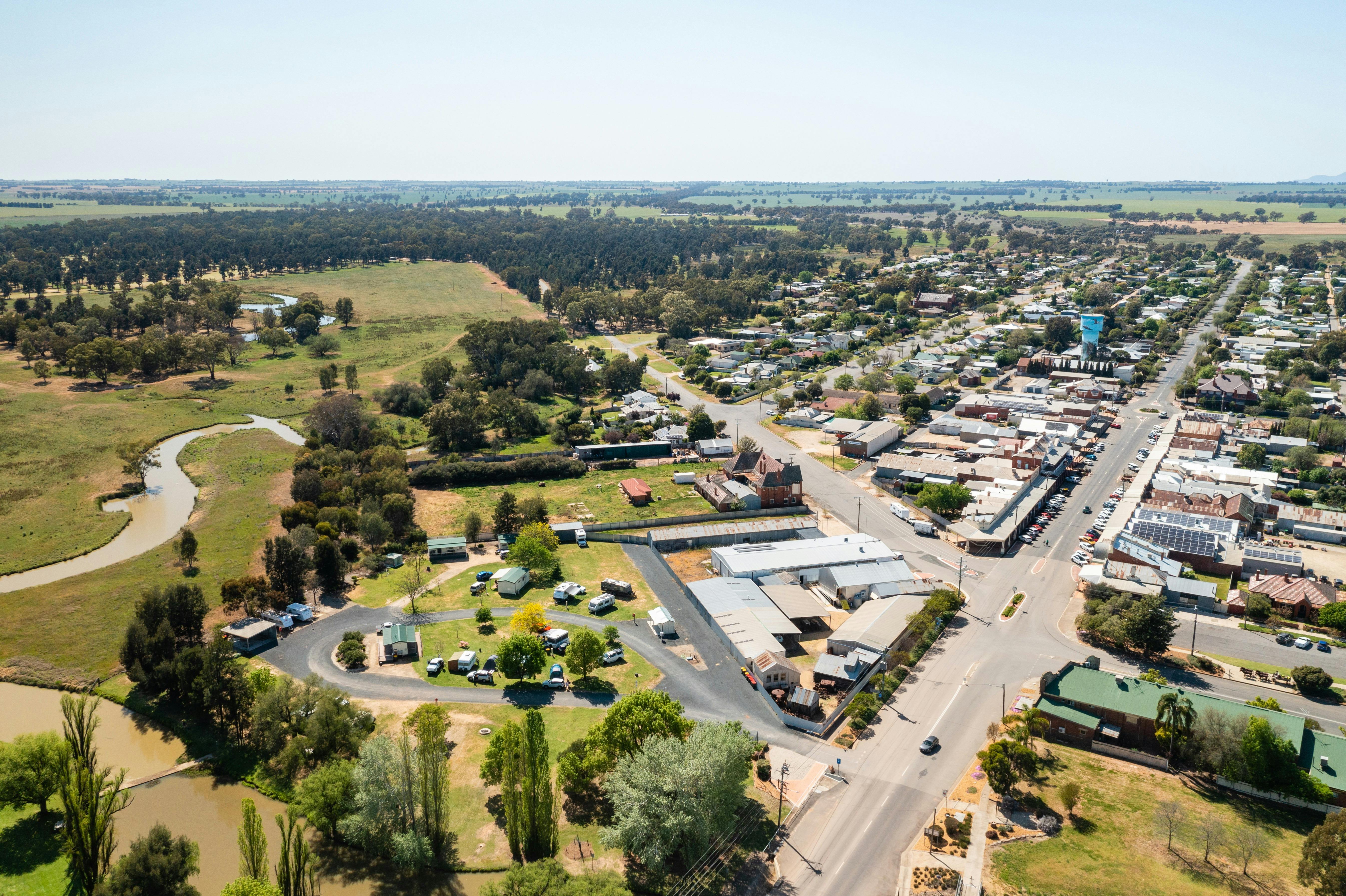 Drone image of Lockhart Caravan Park