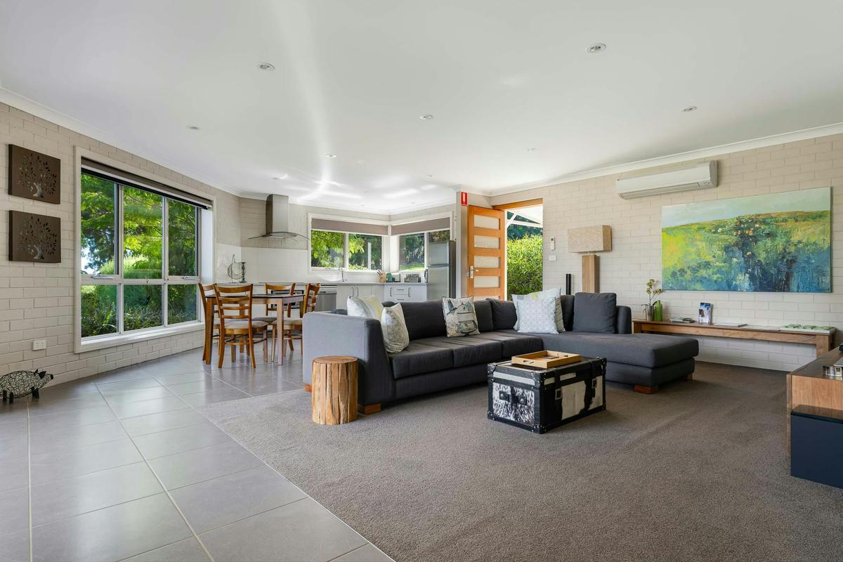 Living, dining and kitchen area
