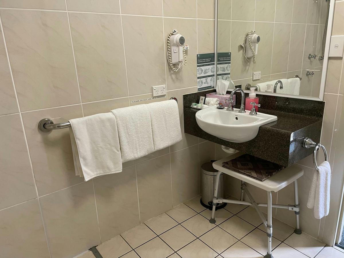 Our Easy Access has wheelchair access and holding bar in the shower area.