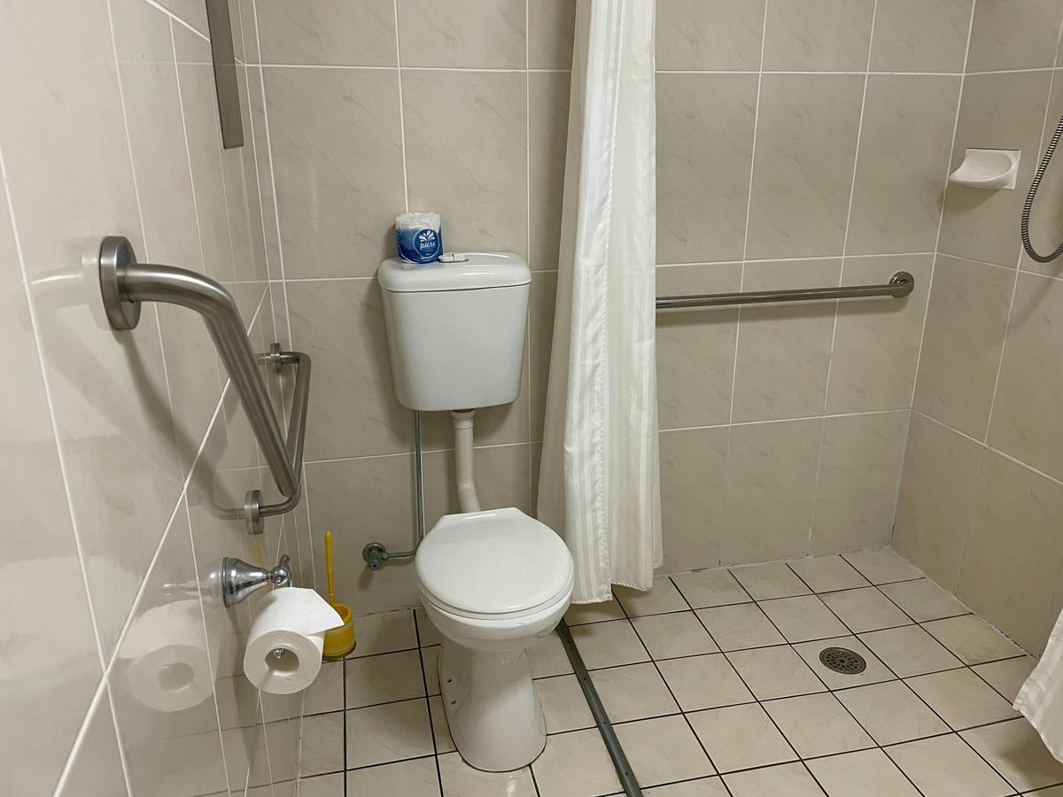 Our Easy Access has wheelchair access and holding bar in the shower area.