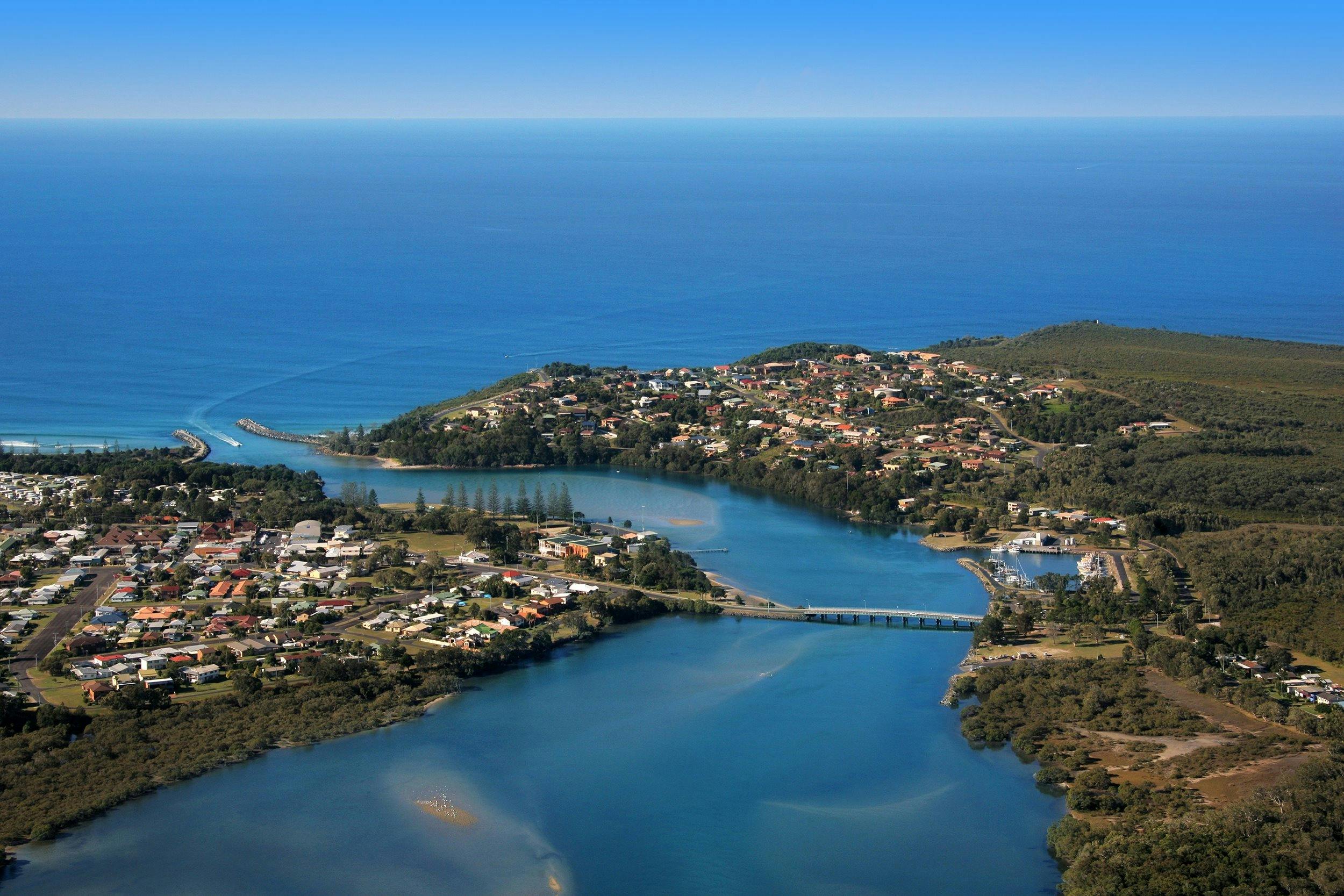 Aerial shot of the Evans River
