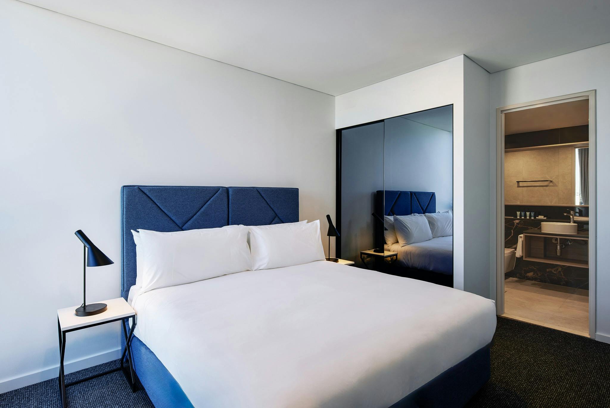 2 Bedroom Balcony Suites Main bedroom and ensuite bathroom