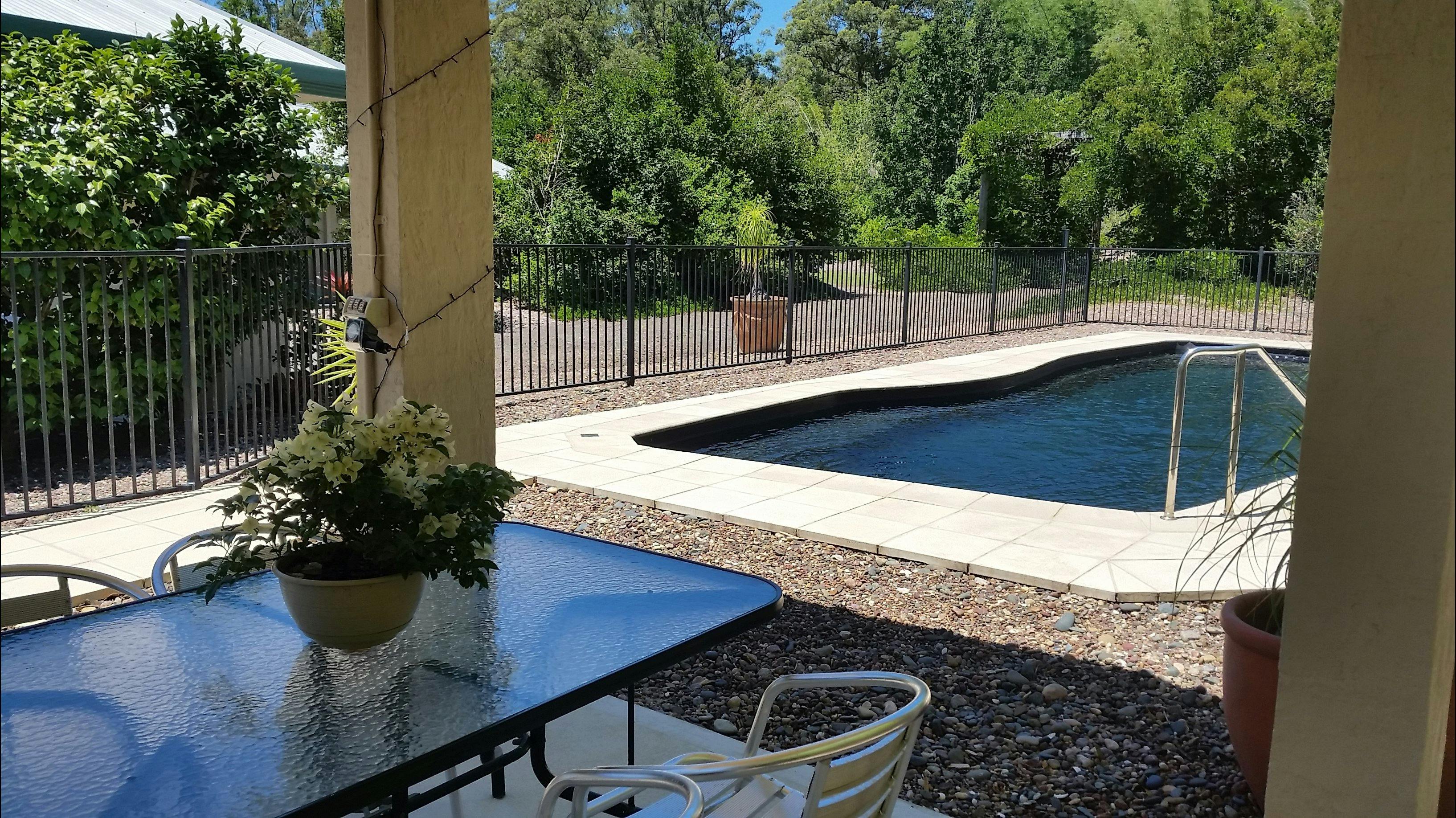 Swim, paddle, laze around the pool.