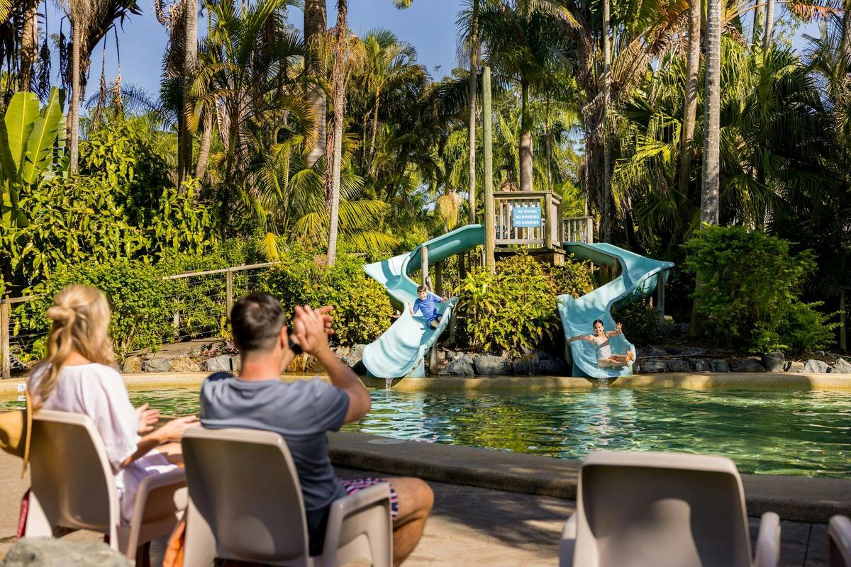 Pool and waterslides