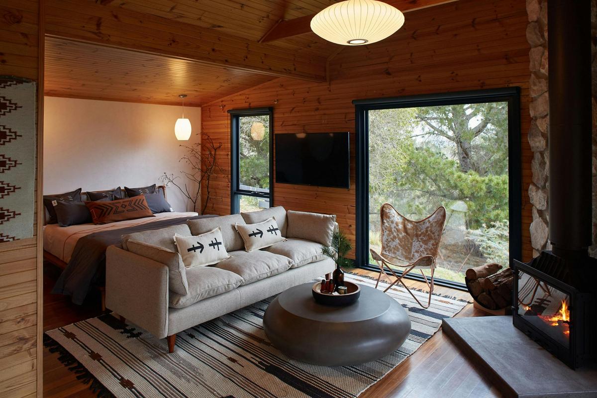 Indoor wood burning fireplace