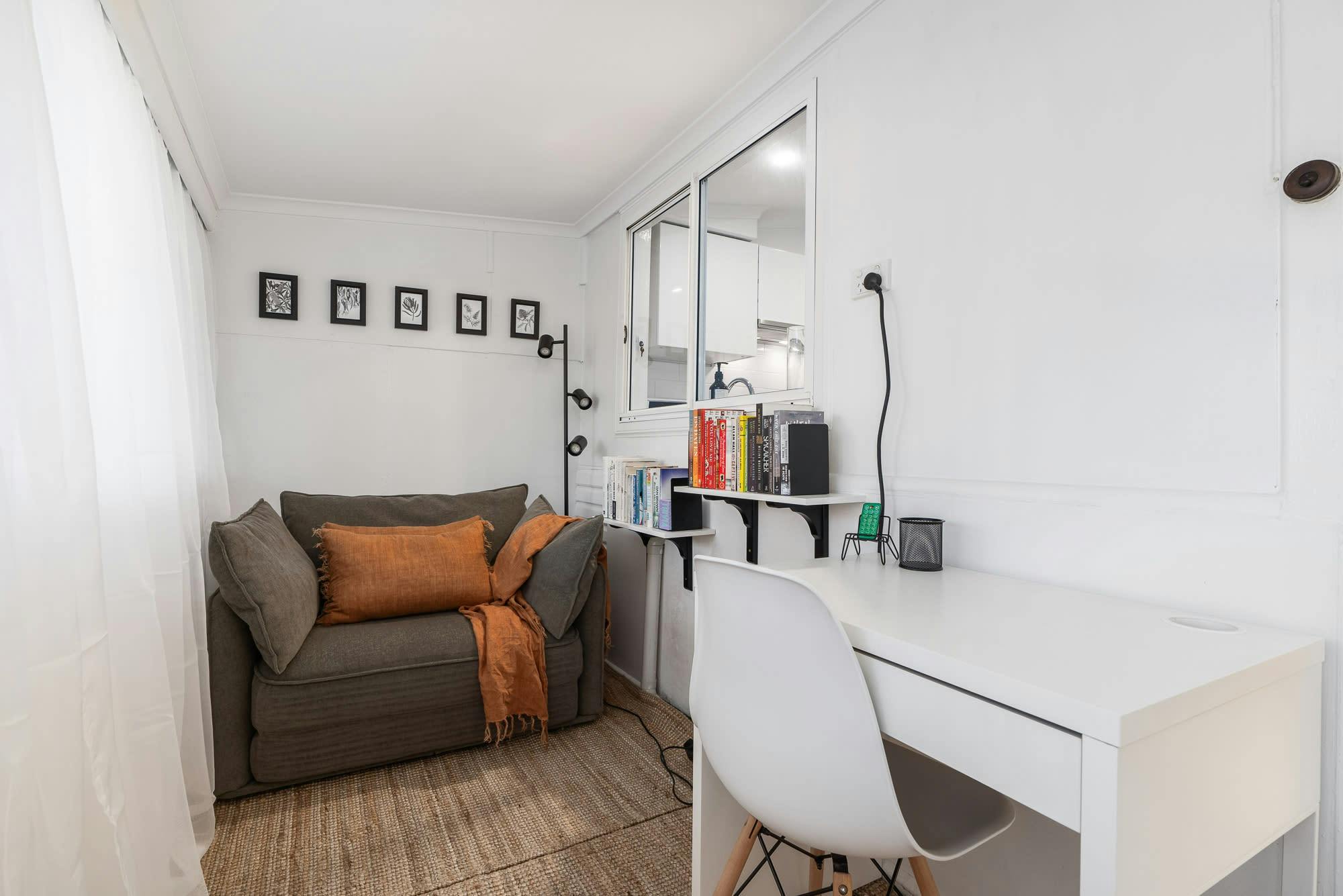 Reading nook at Nile Cottage