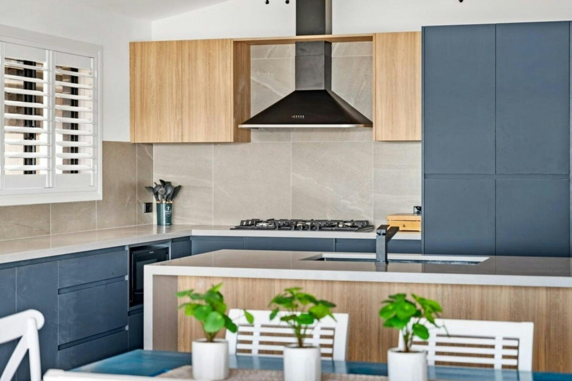 designer kitchen with gas cooking