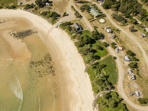 An aerial view of Point Plomer campground, Limeburners Creek National Park. Photo: John Spencer/OEH